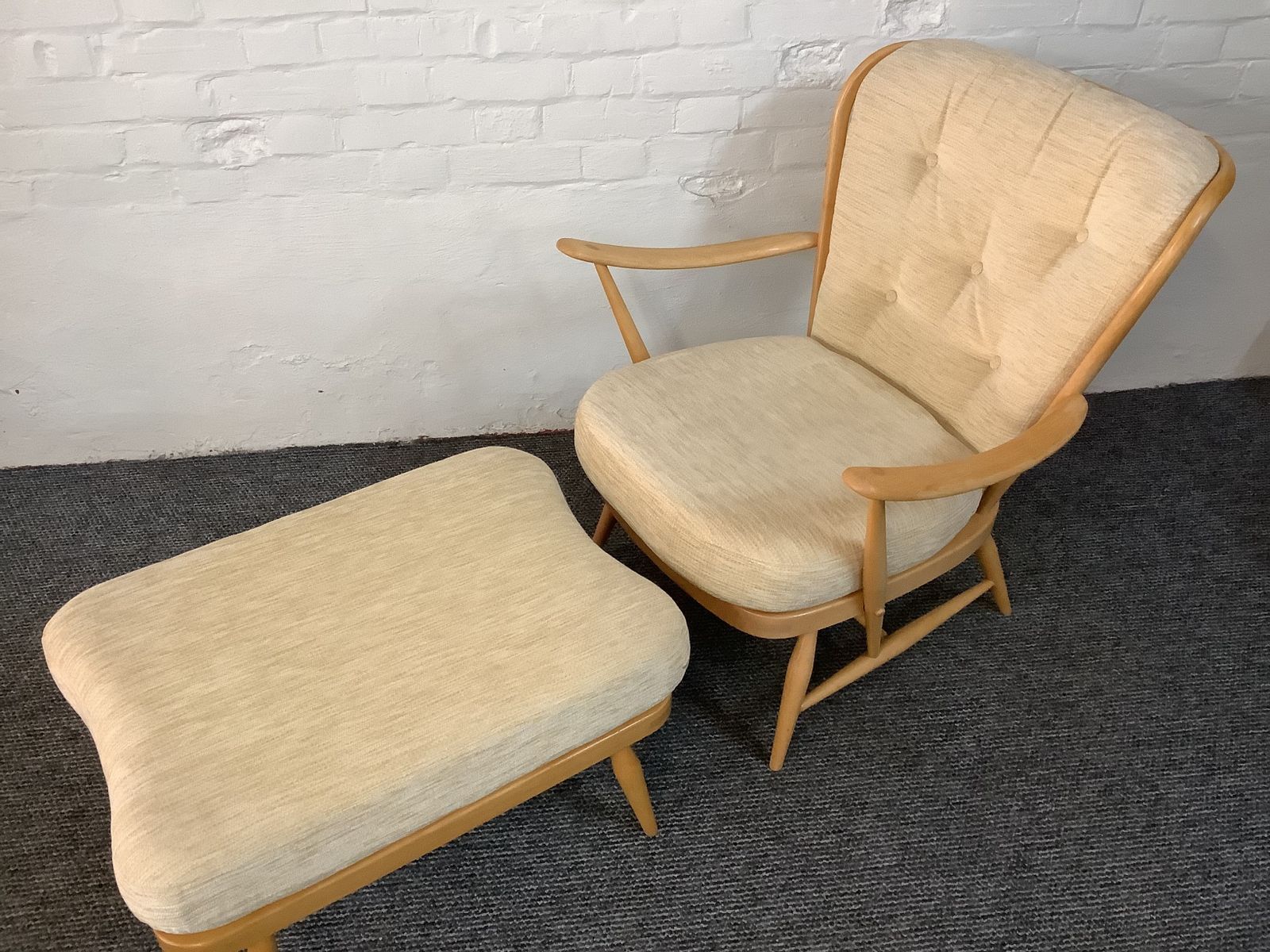 900.0 Ercol Windsor Easy Chair And Footstool. Produced 1962/76 photo