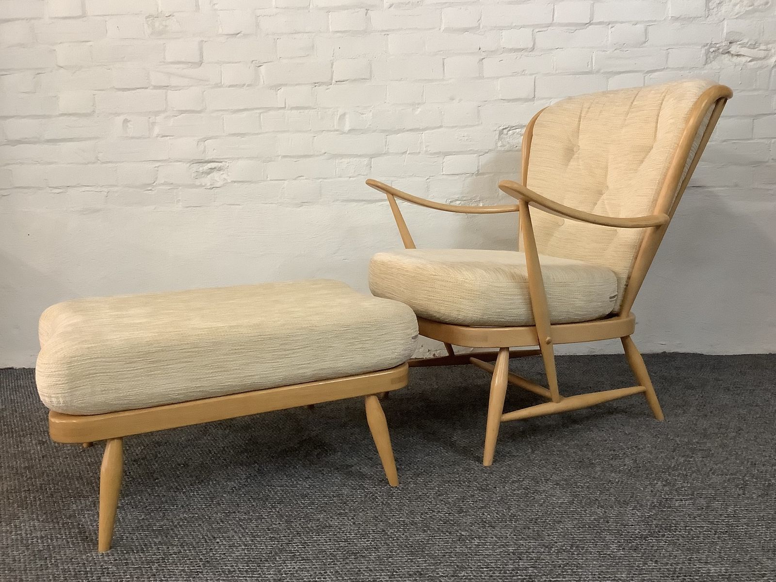 photo buy Ercol Windsor Easy Chair And Footstool. Produced 1962/76