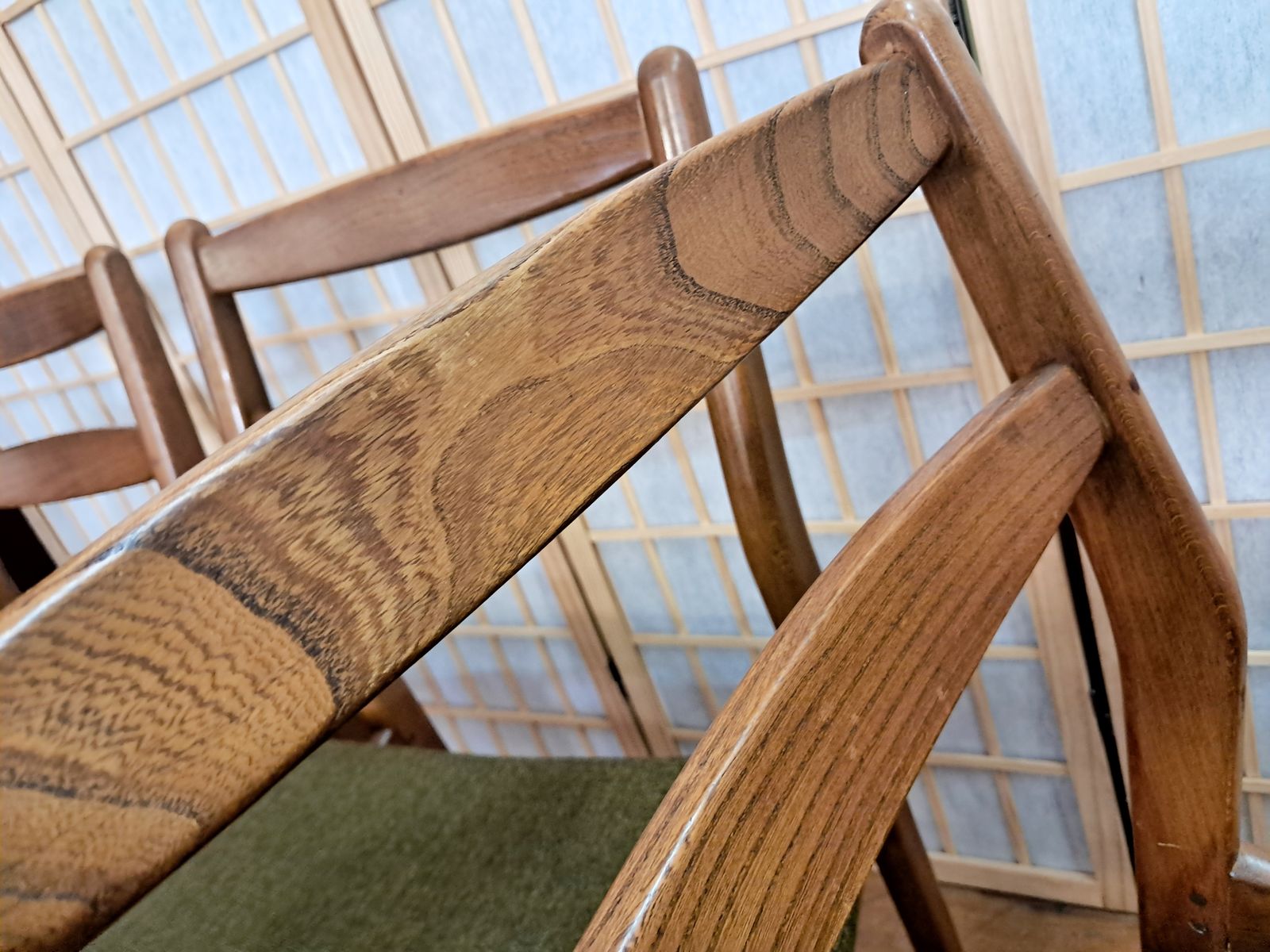 Set Of 4 Very Nice Vintage Scandart Elm Dining Chairs photo vintage