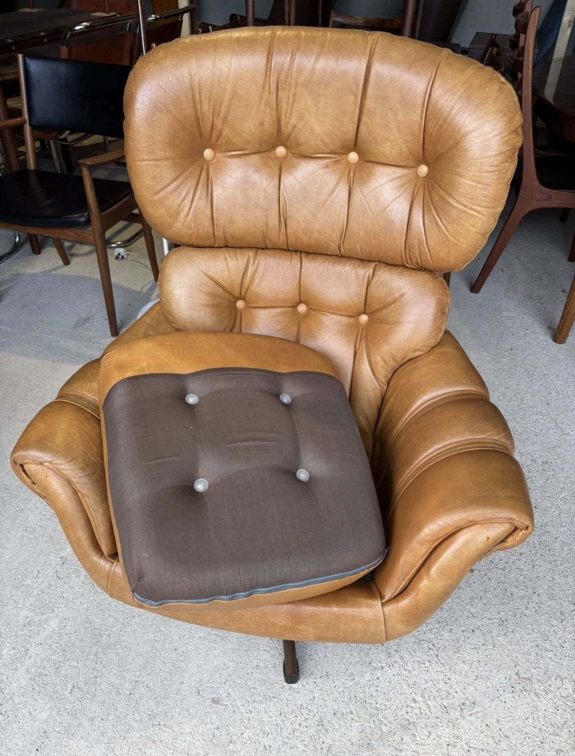 Furniture Mid Century Scandinavian Swivel Lounge Chair By Swedfurn, "Slätte Gungan” photo