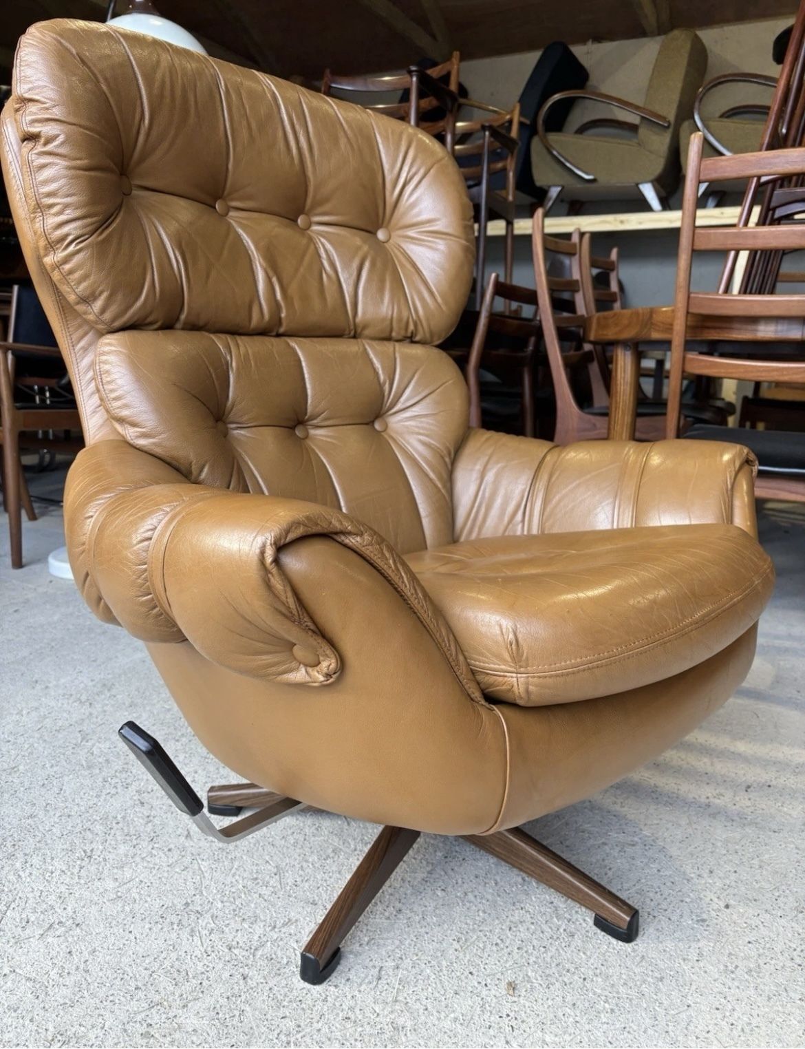 Mid Century Scandinavian Swivel Lounge Chair By Swedfurn, "Slätte Gungan” photo for sale