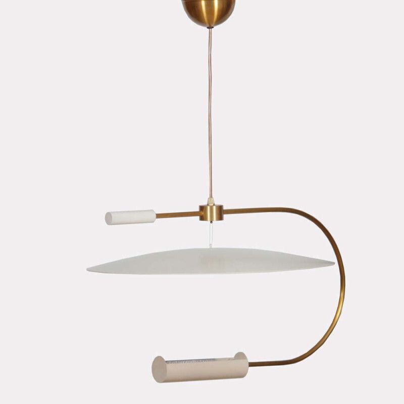 Metal Pendant Light Produced By Lucien Gau, 1980