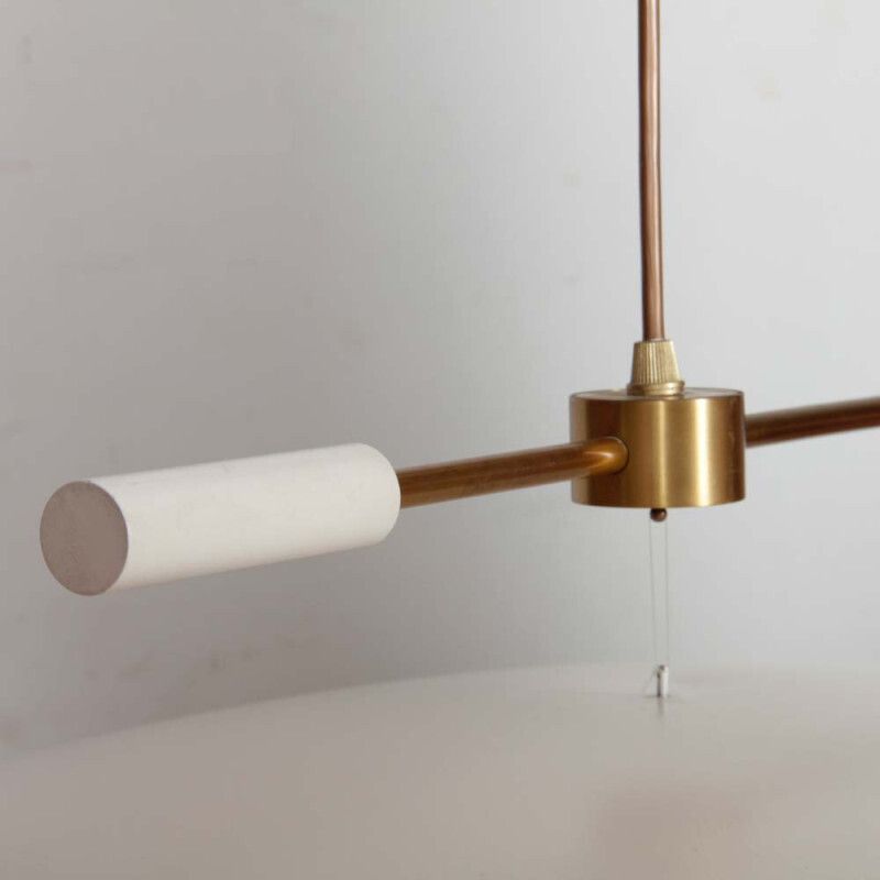 Metal Pendant Light Produced By Lucien Gau, 1980 photo for sale