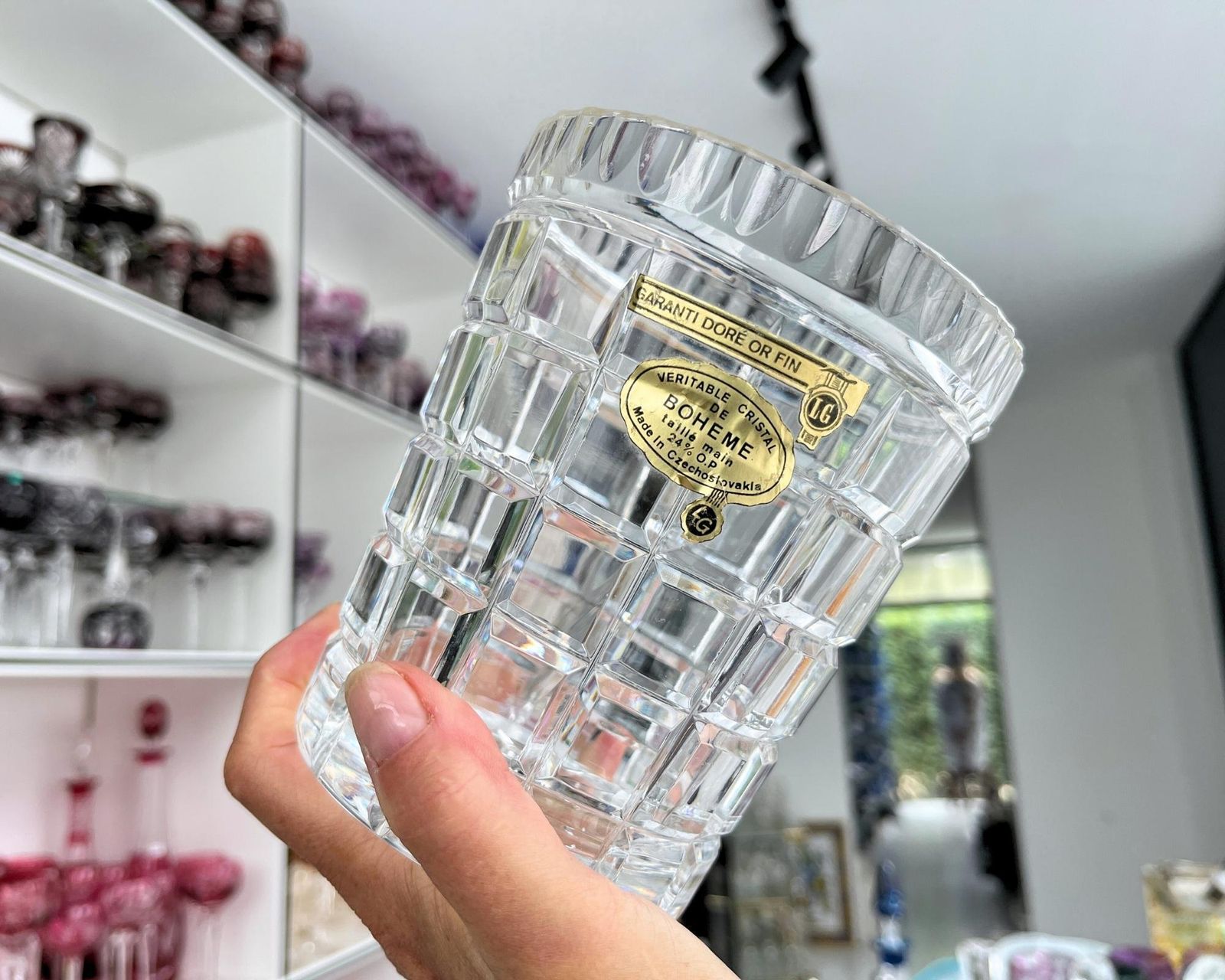 Vintage Kristallen Ijsemmer | Vergulde Greep + Bodem | Boheems photo Woonaccessoires