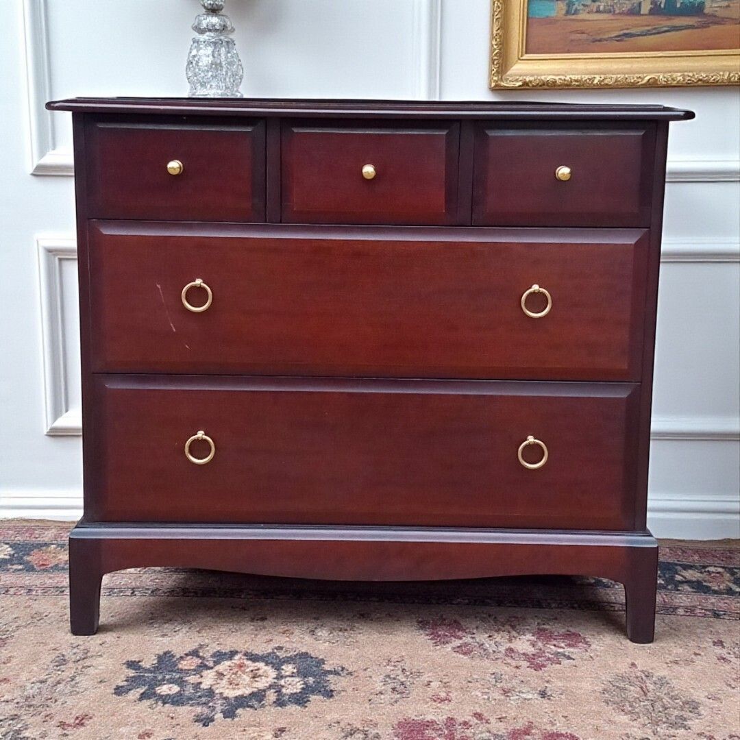 Vintage Stag Minstrel Bedroom Suite – Dressing Table & Two Chests Of Drawers photo for sale
