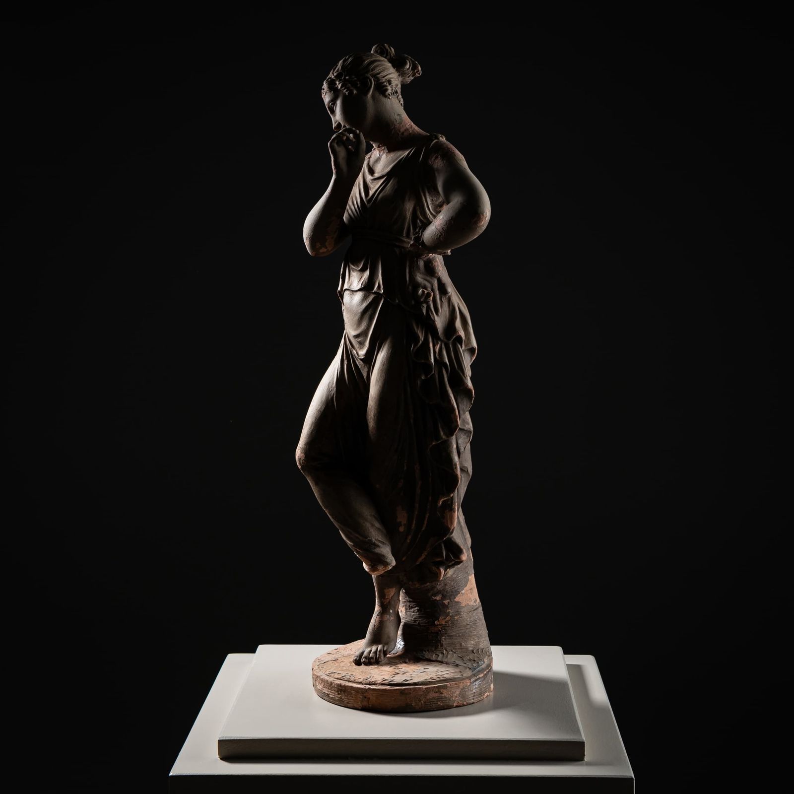 Terracotta Dancer With Finger To Chin After Antonio Canova, 19th Century photo Art