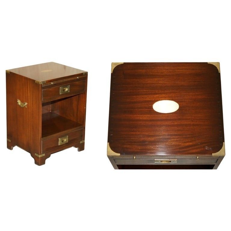 Harrods Kennedy Military Campaign Side End Table Drawers Inc Butlers Slip Tray