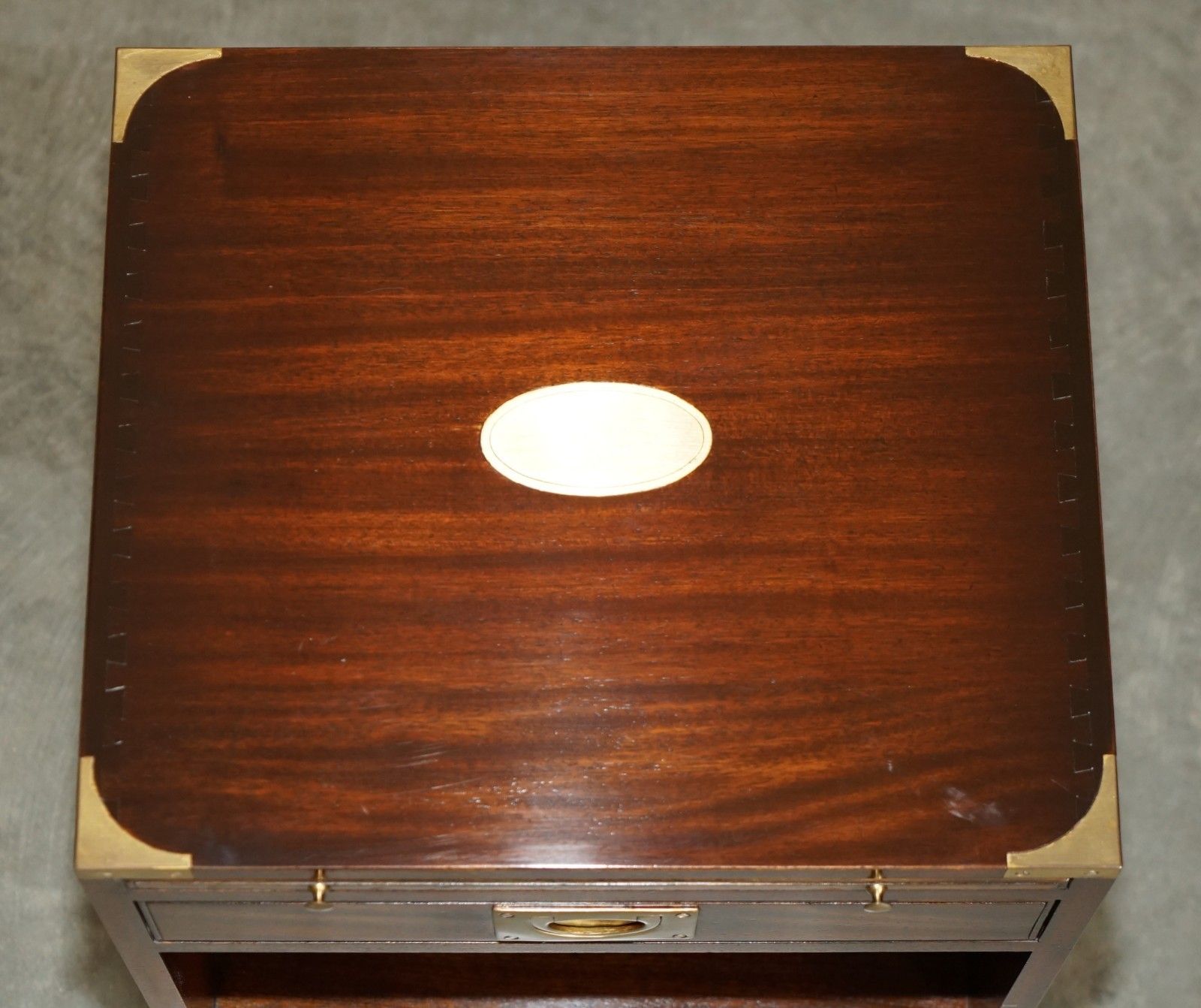 Harrods Kennedy Military Campaign Side End Table Drawers Inc Butlers Slip Tray photo vinterior