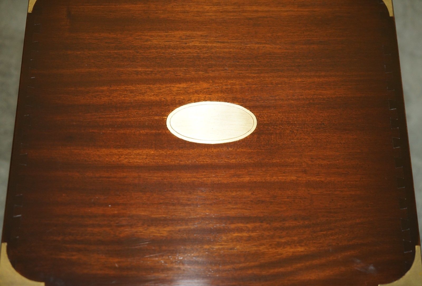 Harrods Kennedy Military Campaign Side End Table Drawers Inc Butlers Slip Tray photo vintage