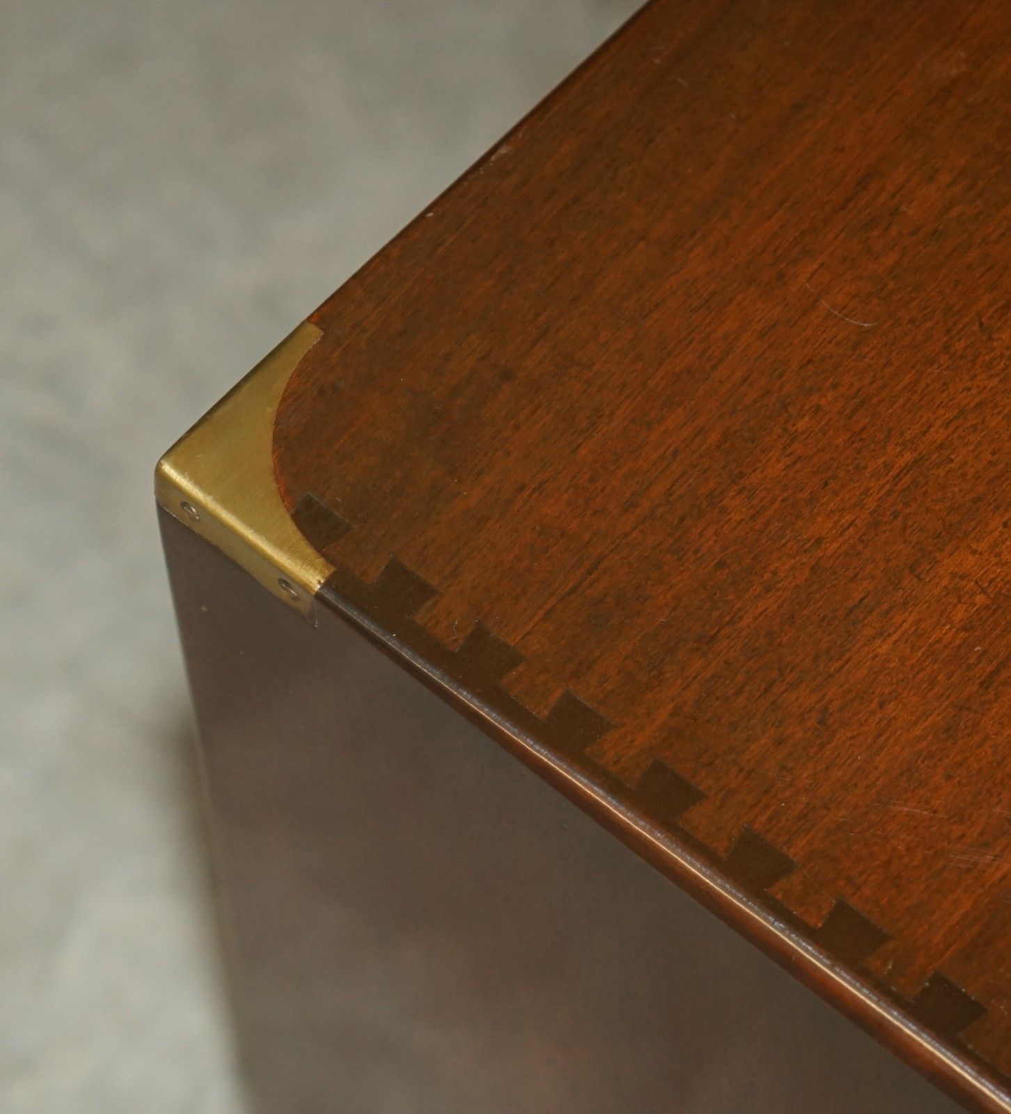 Stunning Mahogany Brass Harrods Kennedy Military Campaign Side End Table Drawers photo vintage