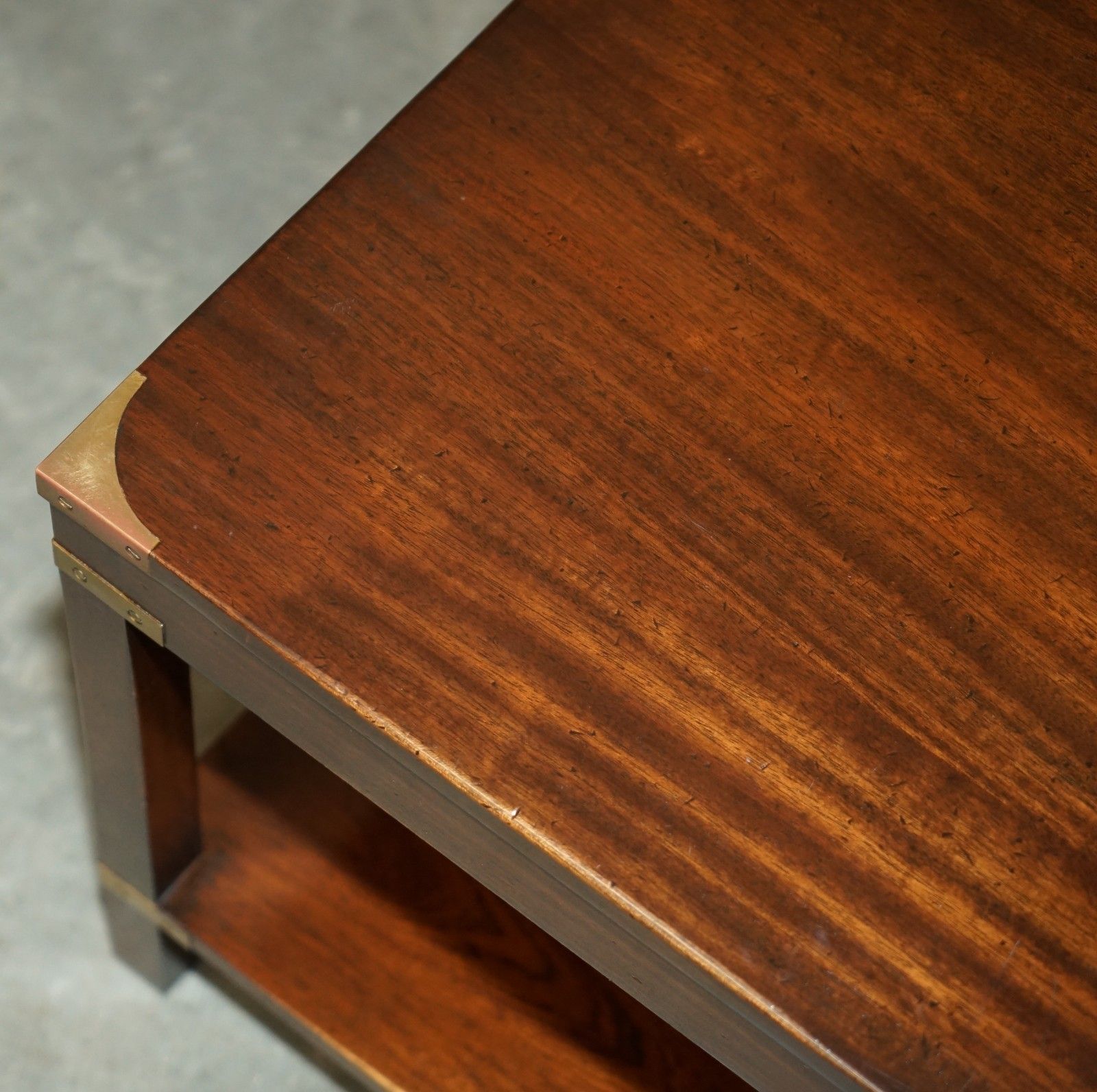 Pair Of Mahogany Harrods London Kennedy Military Campaign High Side End Tables photo vinterior