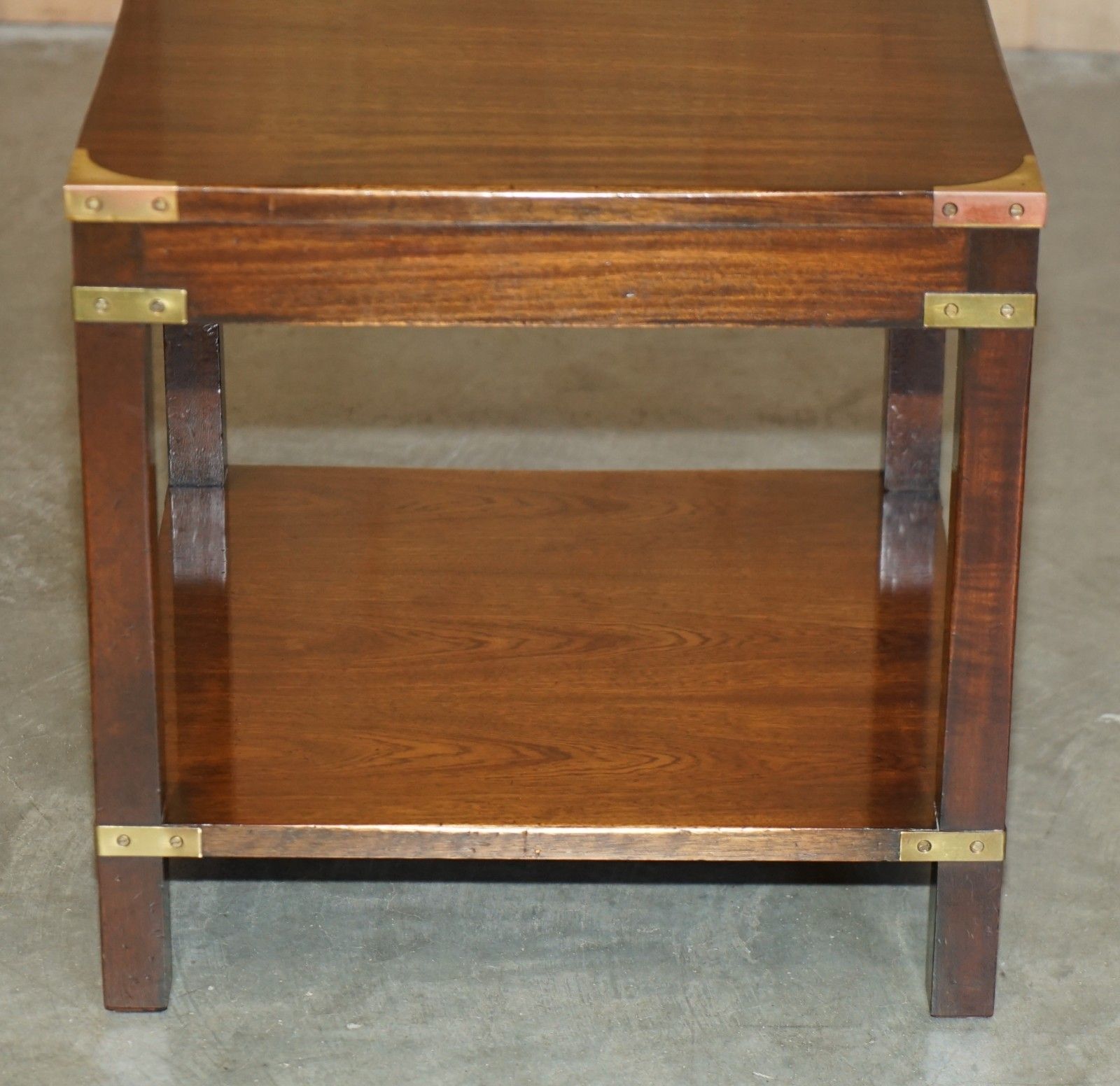 Pair Of Mahogany Harrods London Kennedy Military Campaign High Side End Tables photo buy