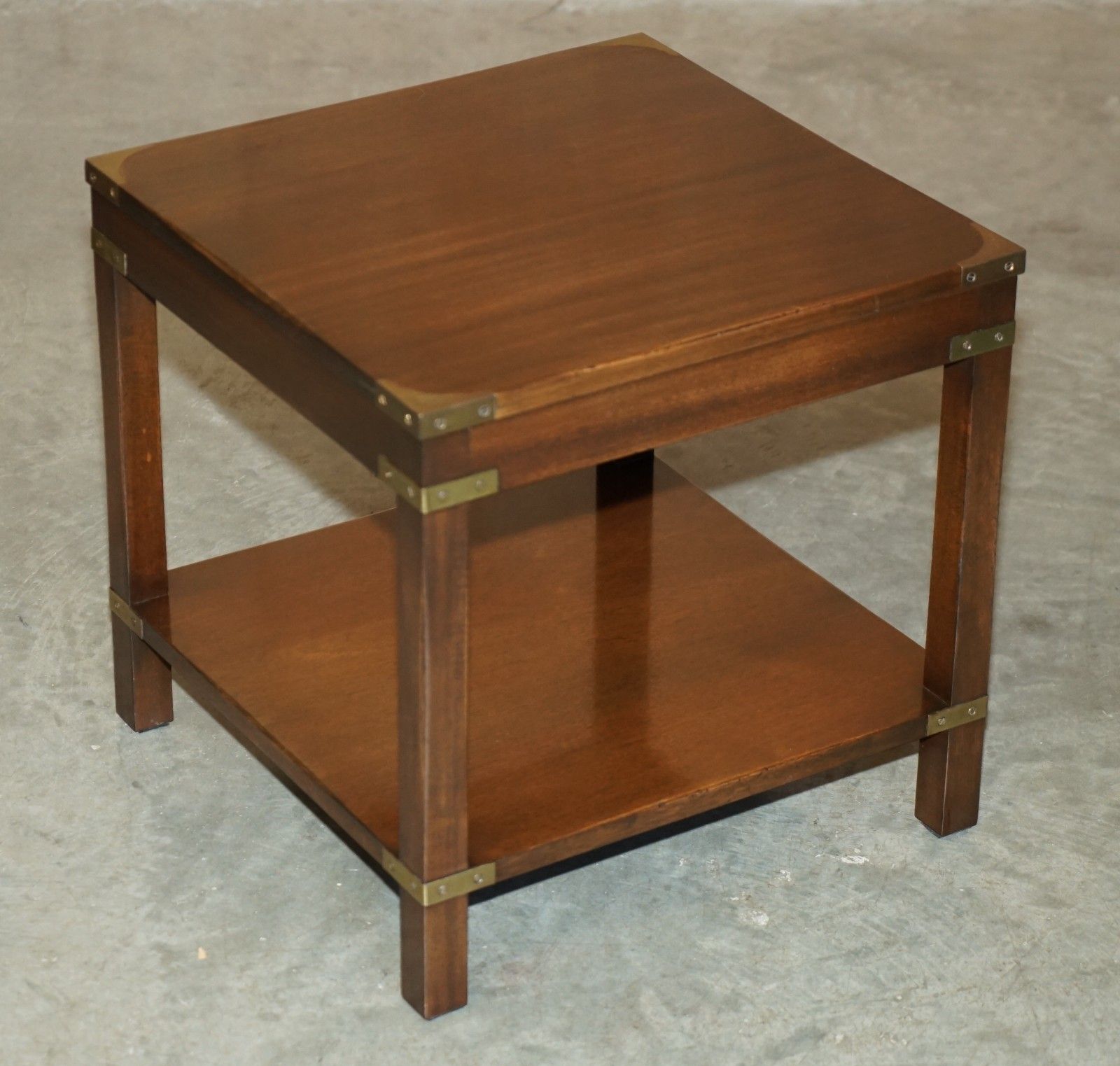 photo furniture Pair Of Mahogany Harrods London Kennedy Military Campaign High Side End Tables