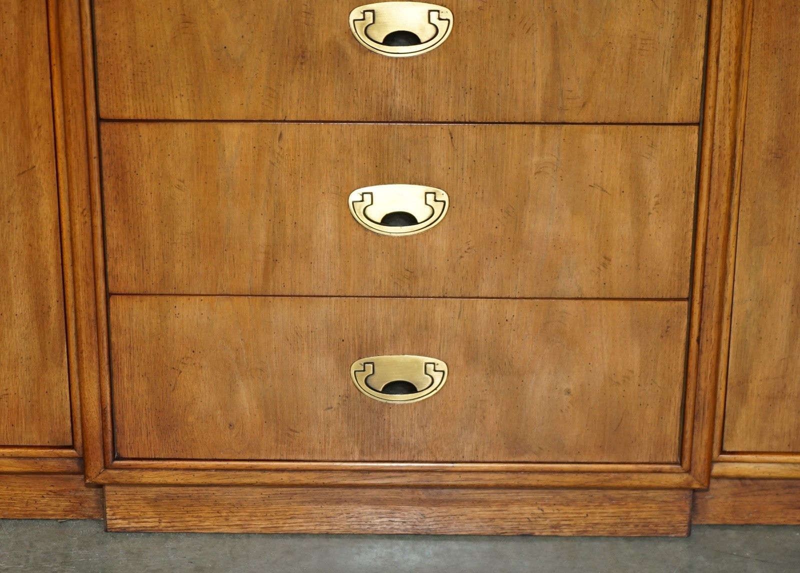 Vintage Triple Spot Light Military Campaign Drexel Heritage Cabinet Bookcase photo vintage
