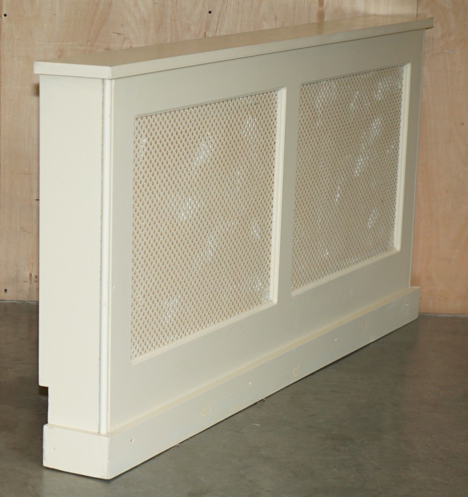Furniture Vintage White Painted Radiator Cover Double Sized Ready To Go photo