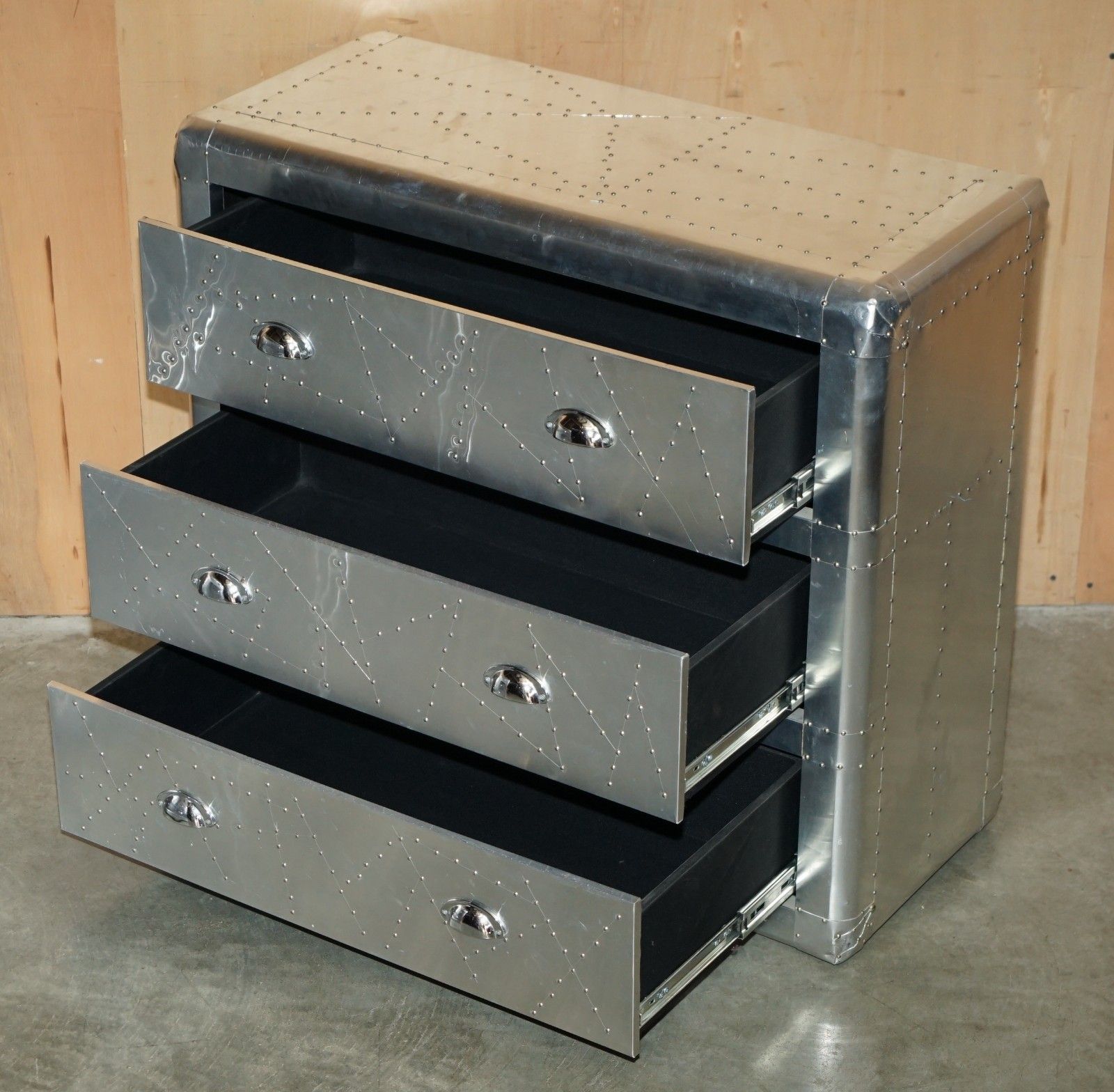 photo vintage Cool Pair Of Vintage Aviator Hand Hammered Chest Of Drawers Industrial Style