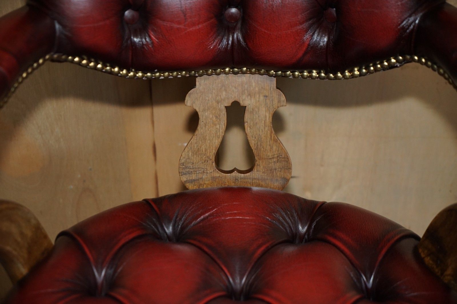 Fine Antique Victorian Chesterfield Tufted Oxblood Leather Captains Swivel Chair photo vinterior