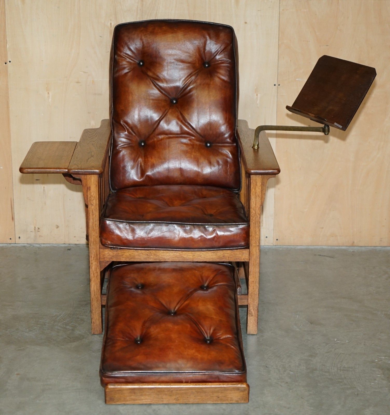 Antique Art Deco Chesterfield Brown Leather Reclining Armchair Writing Slope photo 4950.0