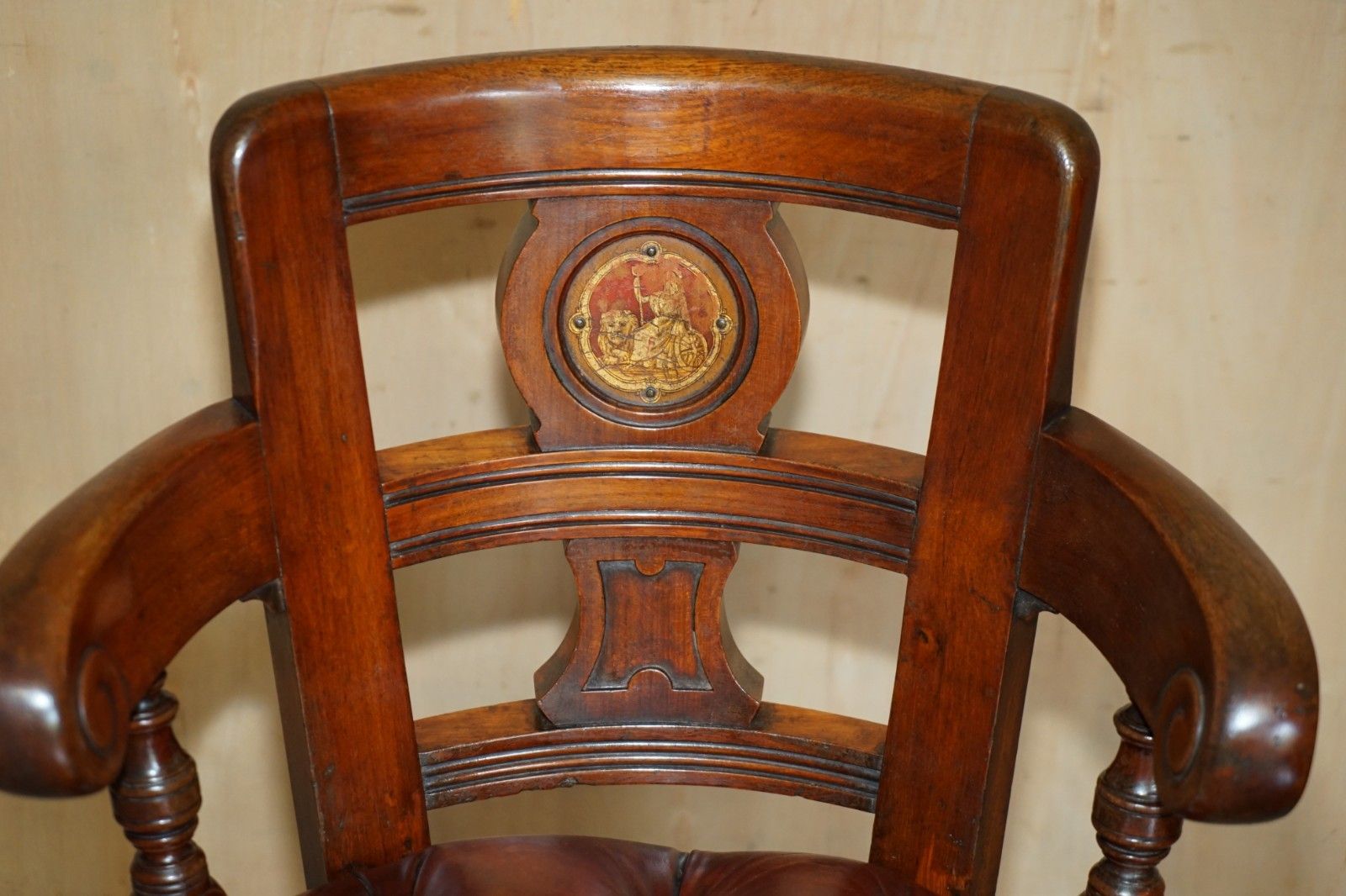 Fine Antique Victorian Restored Brown Leather Chesterfield Tufted Captains Chair photo 2850.0