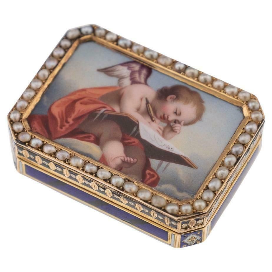 19th Century Swiss 18k Gold & Enamel Vinaigrette, Jean Georges Rémond C.1800