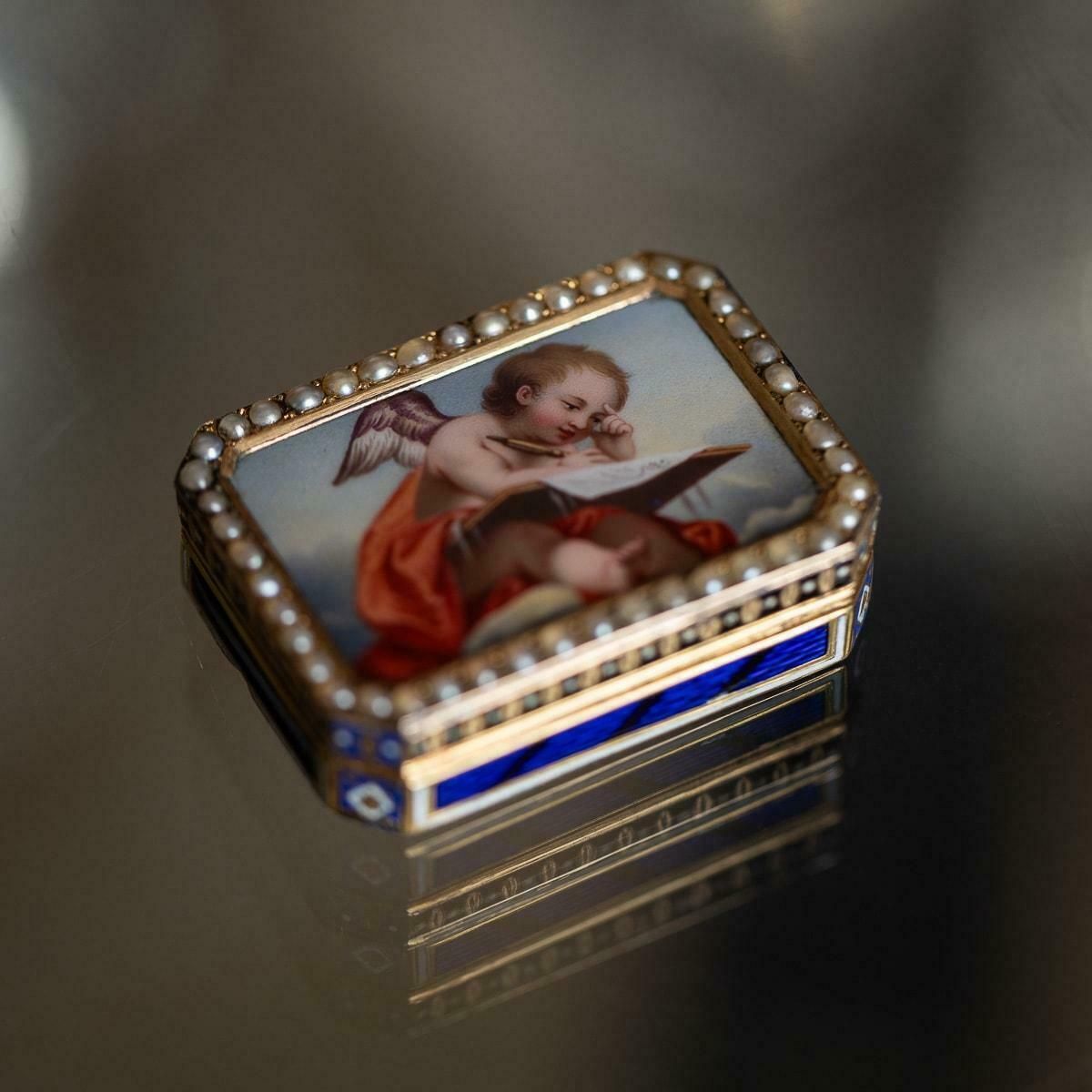 19th Century Swiss 18k Gold & Enamel Vinaigrette, Jean Georges Rémond C.1800 photo furniture