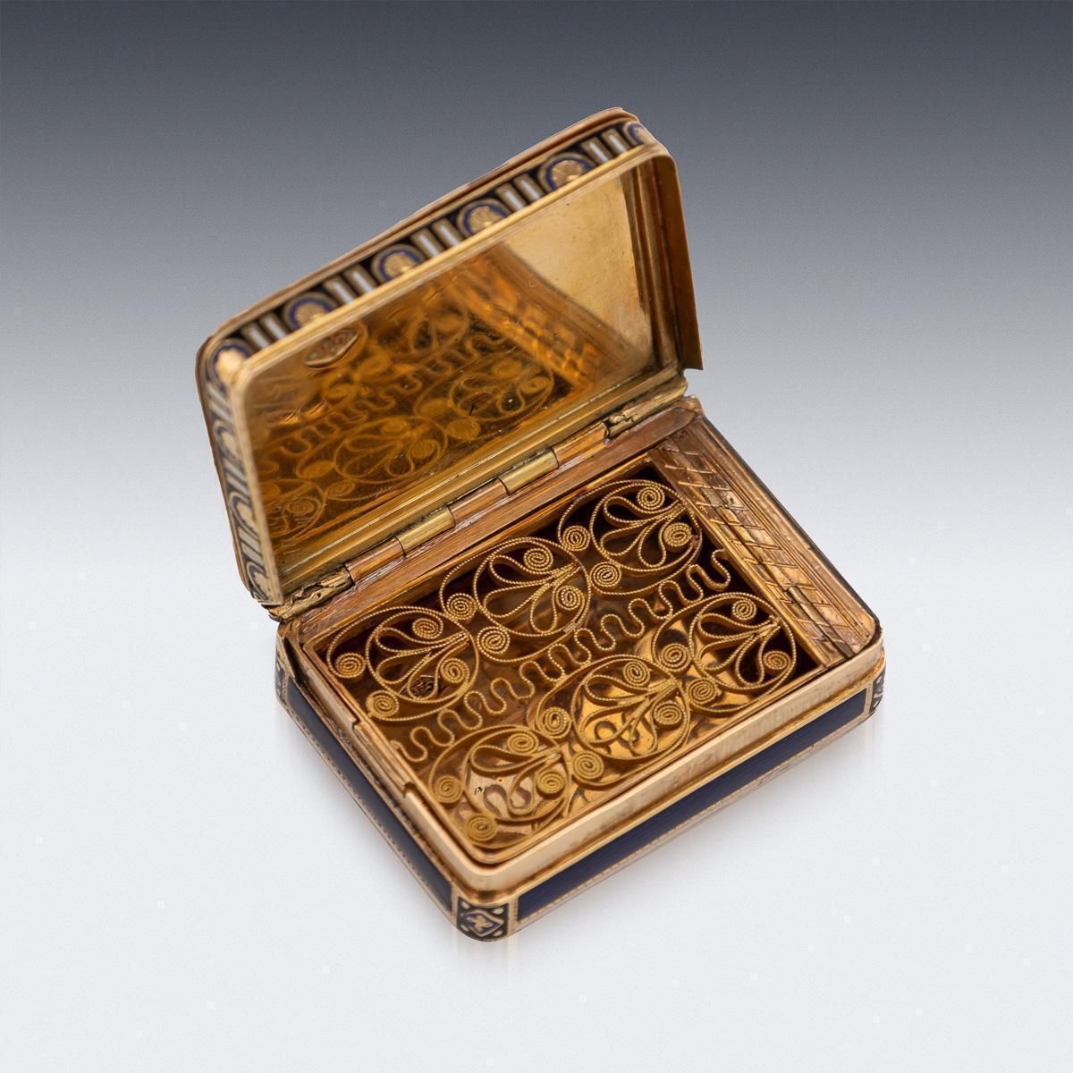 Antique 19thc Swiss 18k Gold & Enamel Vinaigrette, Jean Georges Rémond C.1800 photo vintage