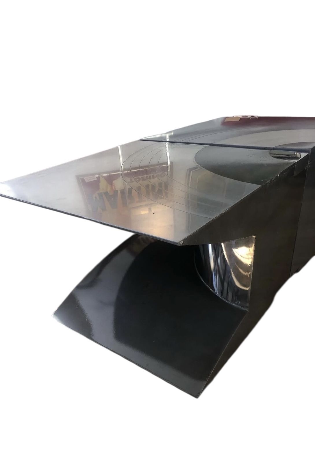 Brutalist Modular Target Coffee Table In Polished Stainless Steel   Space Age 1970's photo furniture