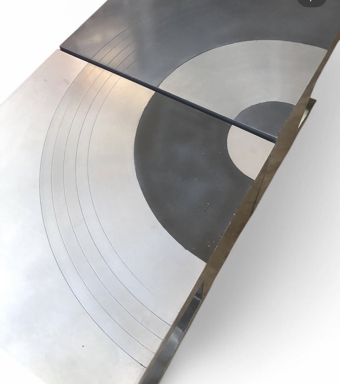 Brutalist Modular Target Coffee Table In Polished Stainless Steel   Space Age 1970's photo for sale