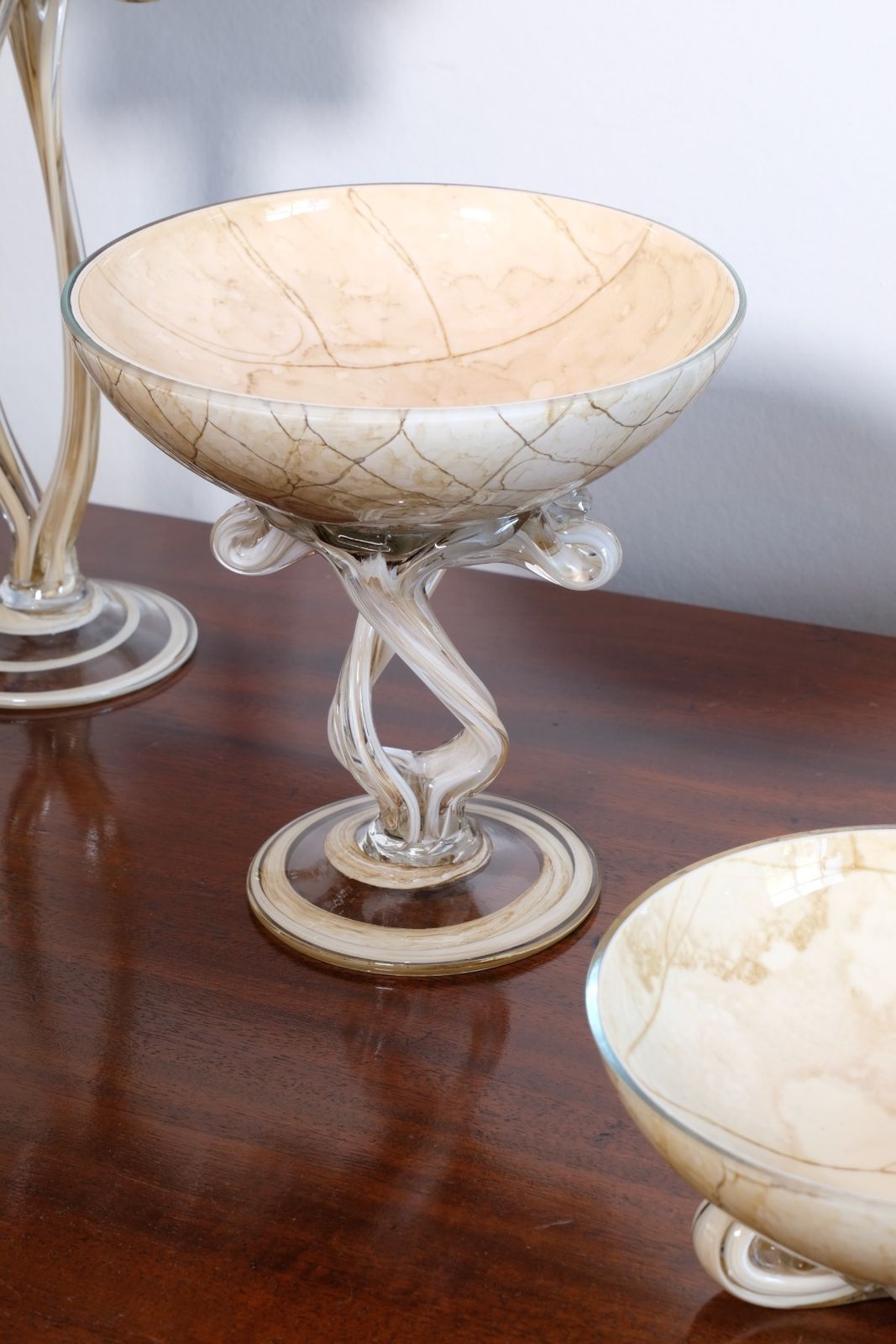 Home Decor Murano Glass Tazza In A Caramel Swirl   Set Of Three photo