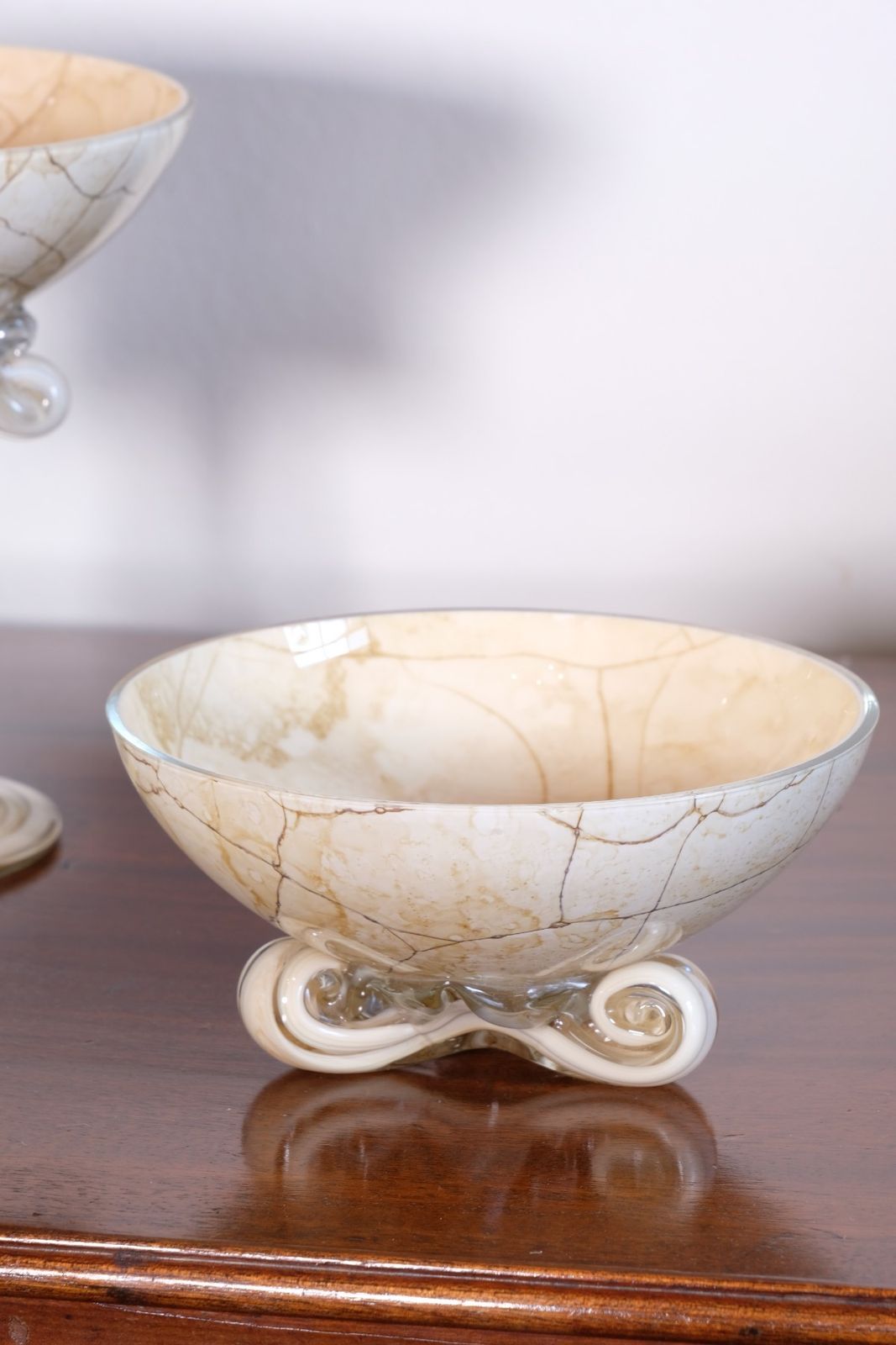 300.0 Murano Glass Tazza In A Caramel Swirl   Set Of Three photo
