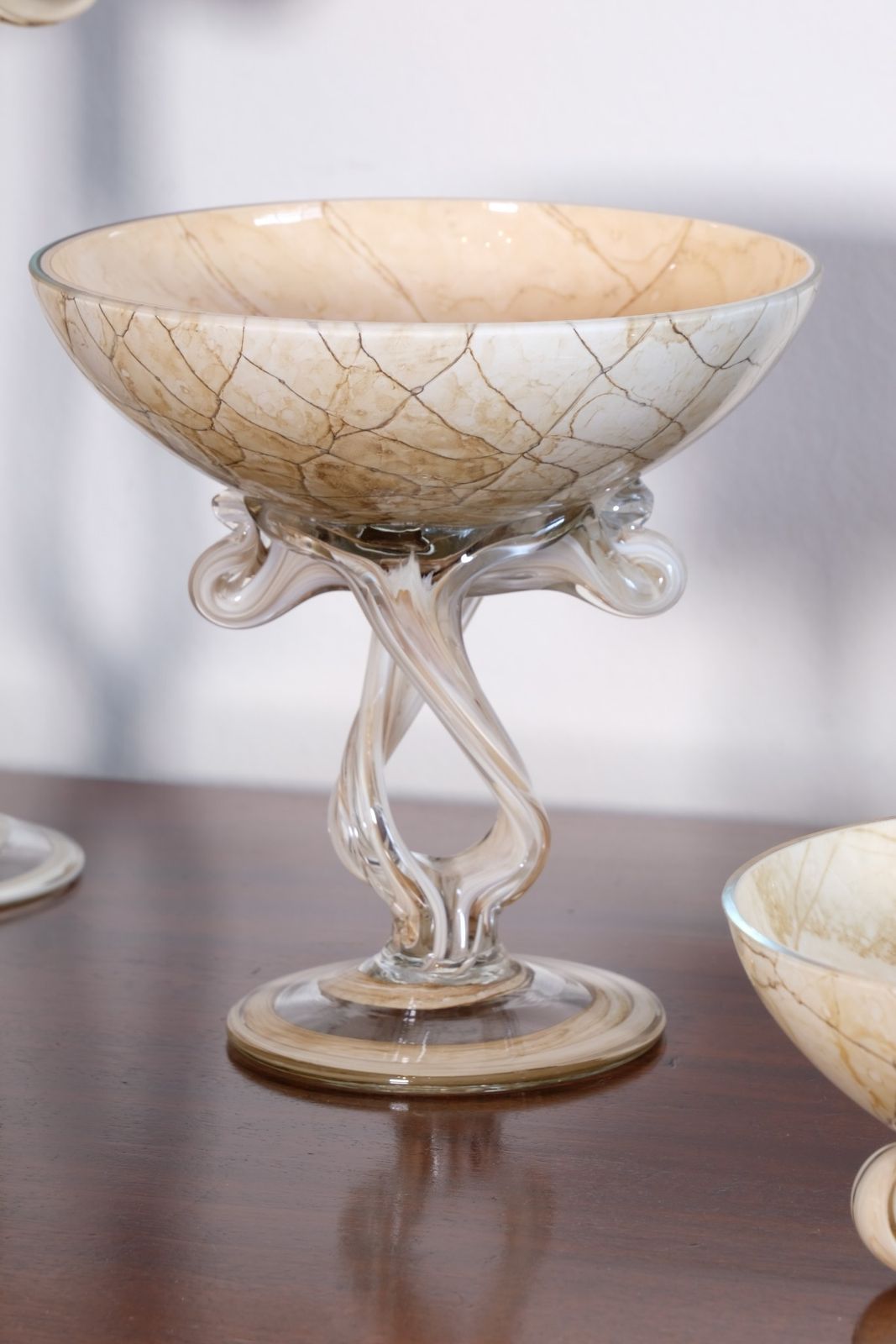 photo buy Murano Glass Tazza In A Caramel Swirl   Set Of Three
