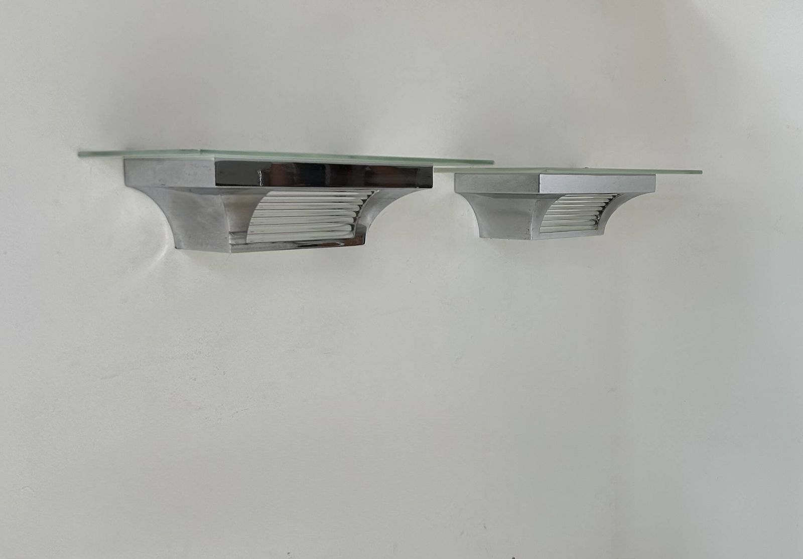 Pair Of Modernist Henri Petitot Wall Lights, Chrome Plated Brass, France, 1930 photo buy