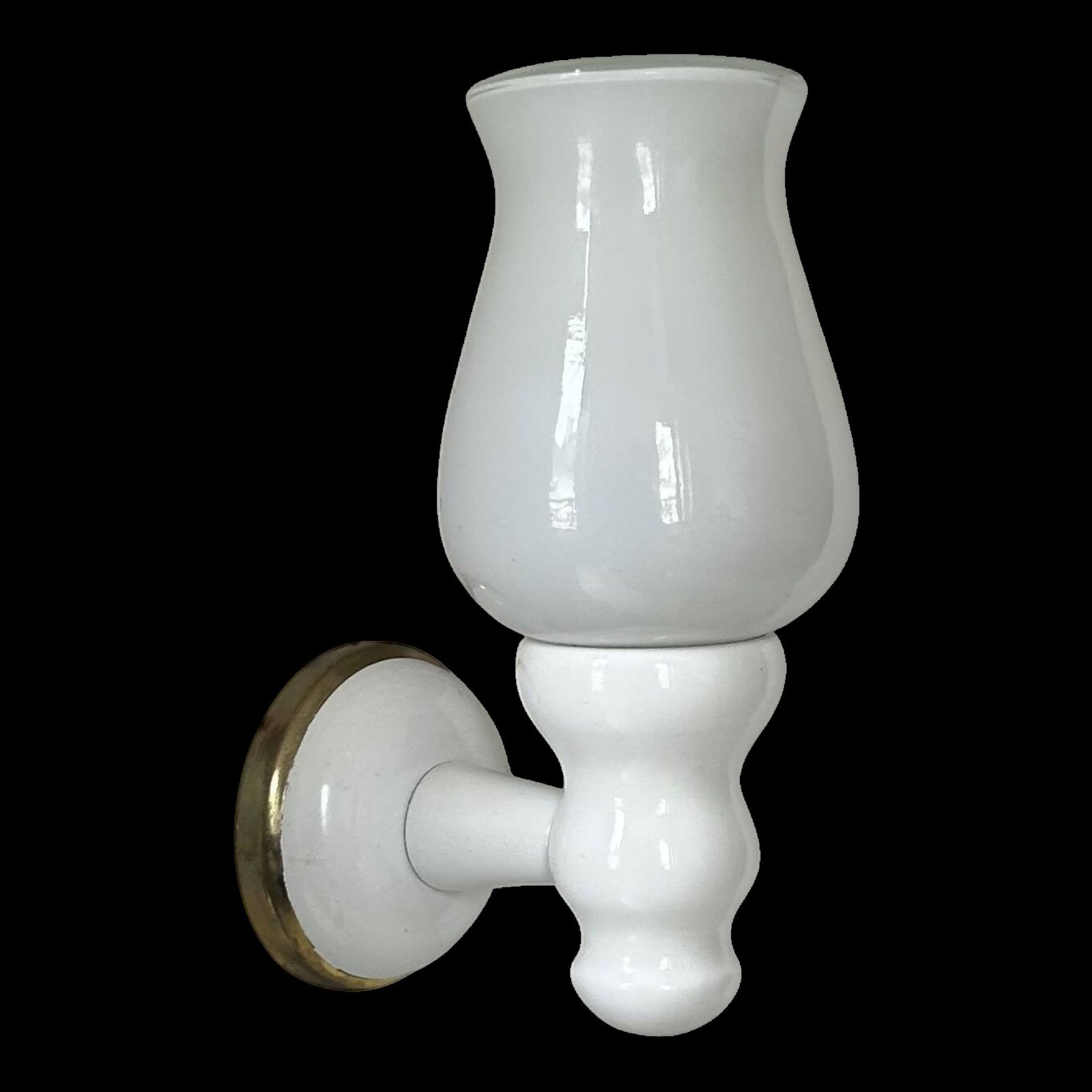 Vintage Painted Wood And Opaline Wall Lamp, France, 1980