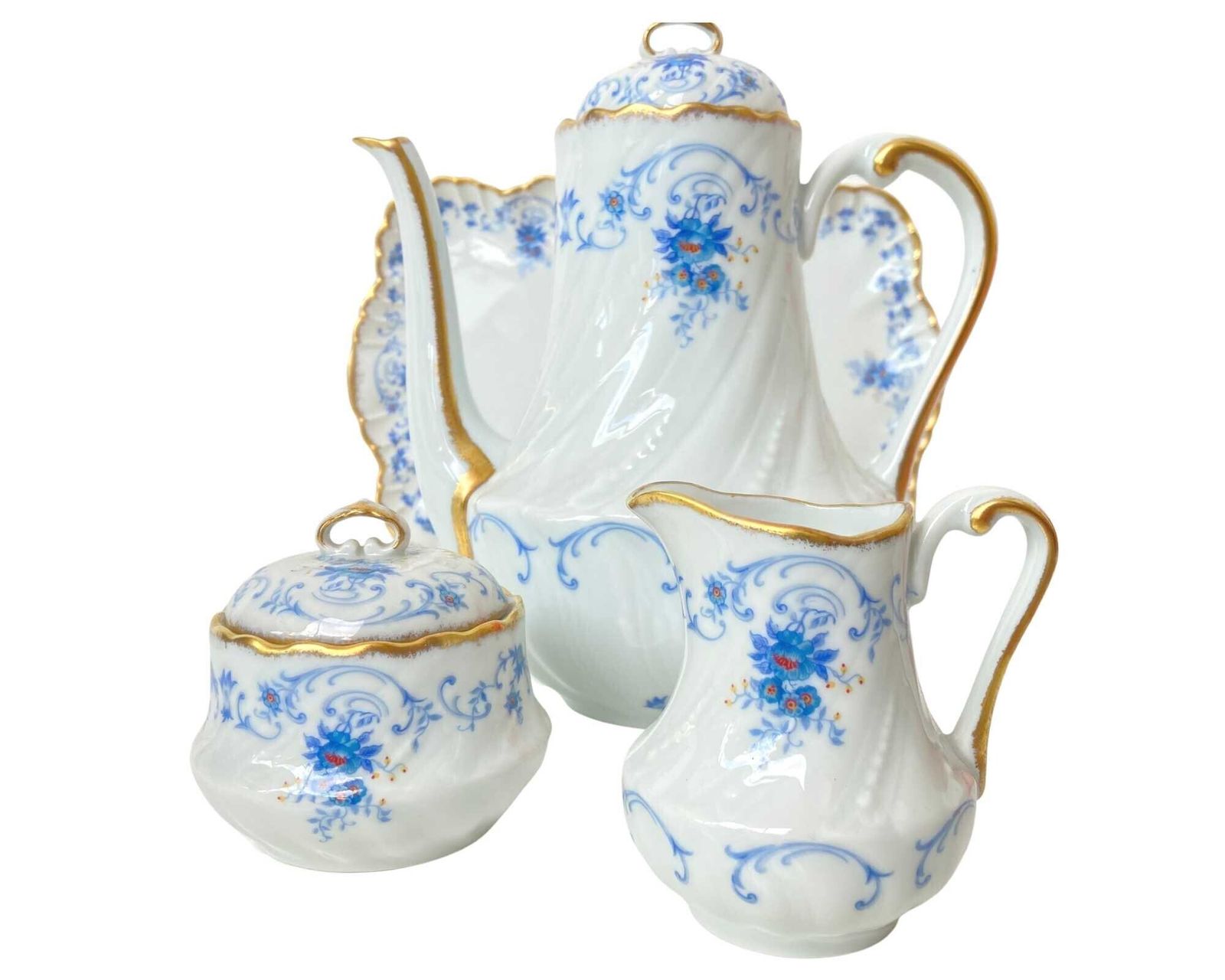 Royal Limoges Tea Set | 22pcs | Baby Blue With Gold Trim | Fontainebleu photo vintage