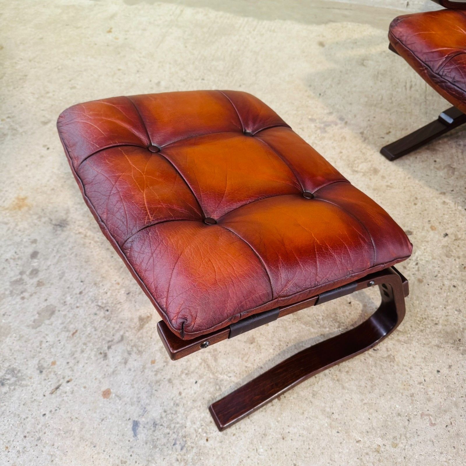 Furniture Norwegian Hove Møbler 'Skyline' Lounge Chair  & Footstool – 1970s Leather #A722 photo