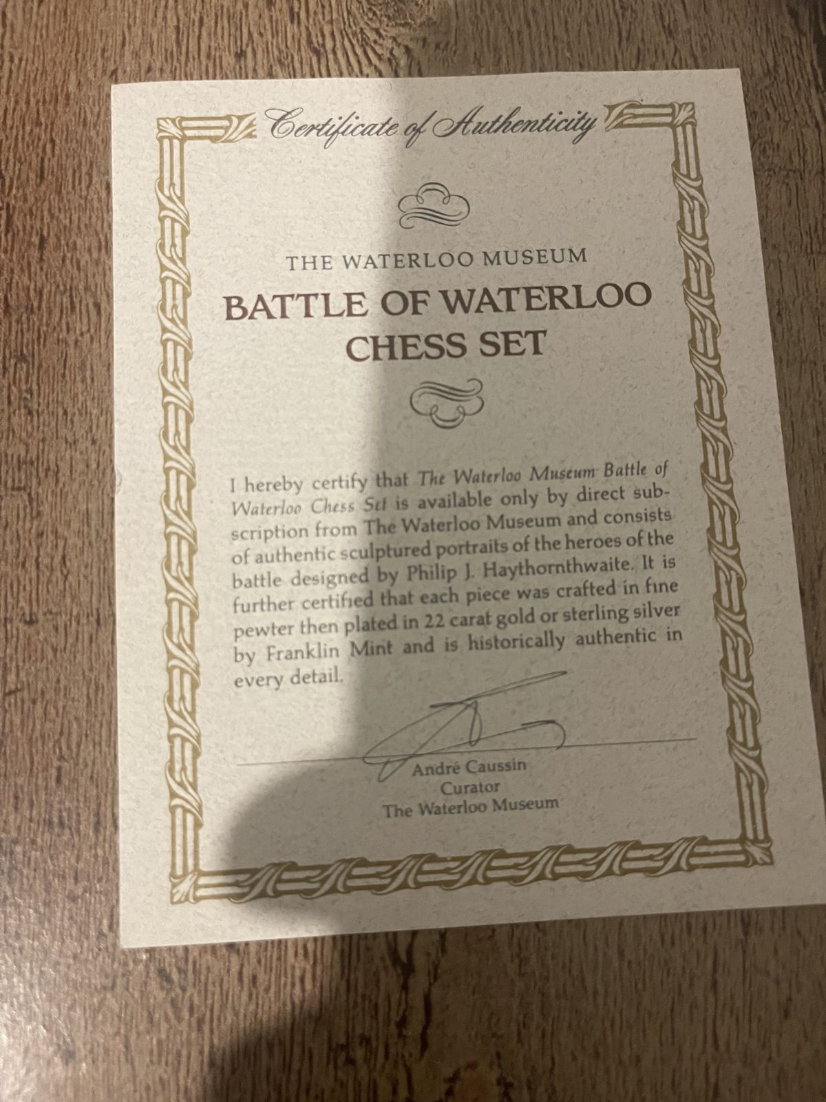 Rare Gold Edition Battle Of Waterloo Franklin Mint Chess Set & Table photo vinterior