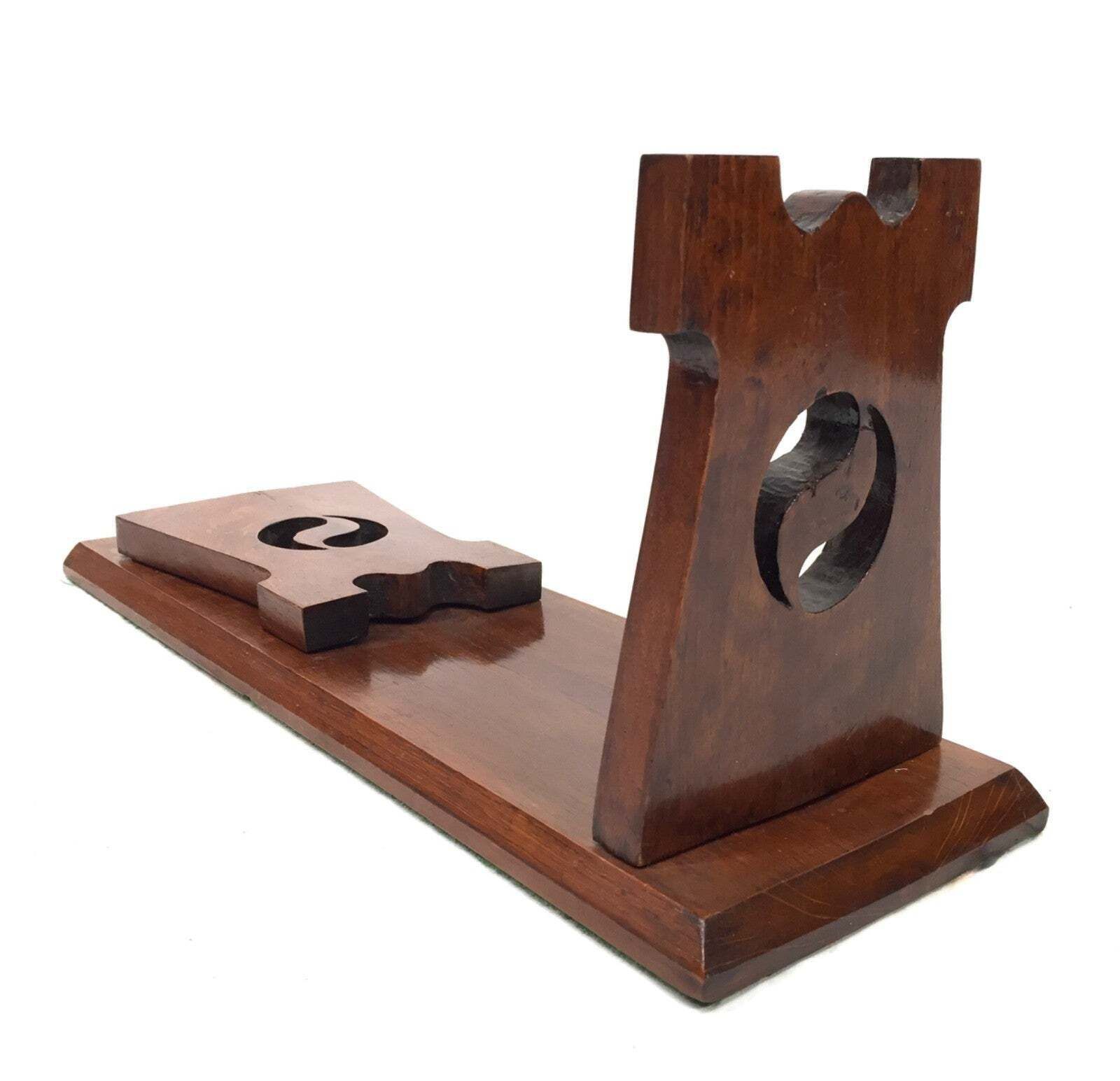 Antique Wooden Arts And Crafts Tabletop Book End Display Stand Shelf Rack C.1930 photo Home Decor