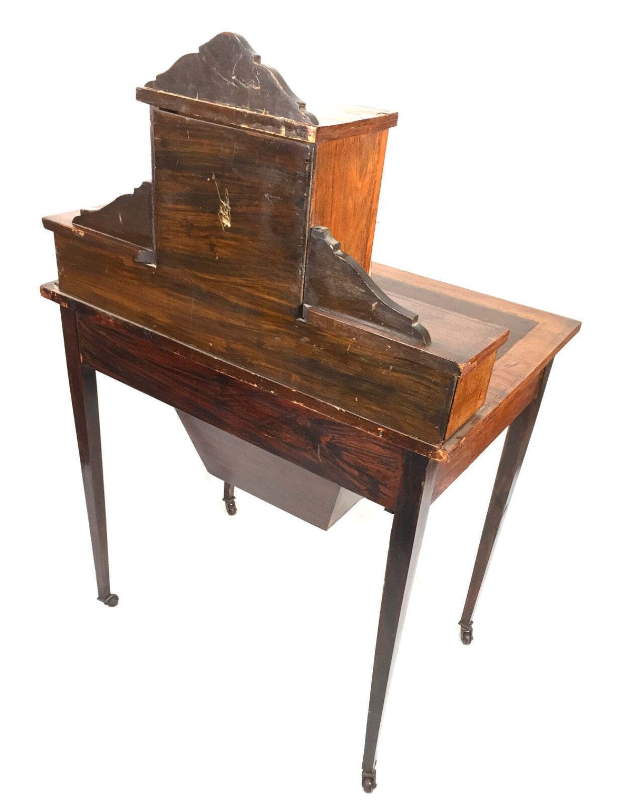 photo vinterior Victorian 19th Century Wooden Ladies Desk And Drawers With Leather And Key C.1890