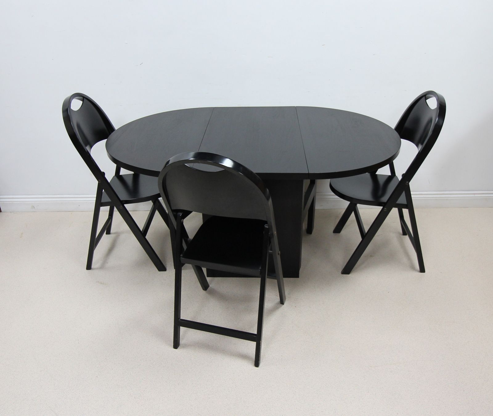 Bespoke Solid Wood Black Folding Table And Chairs photo 445.0