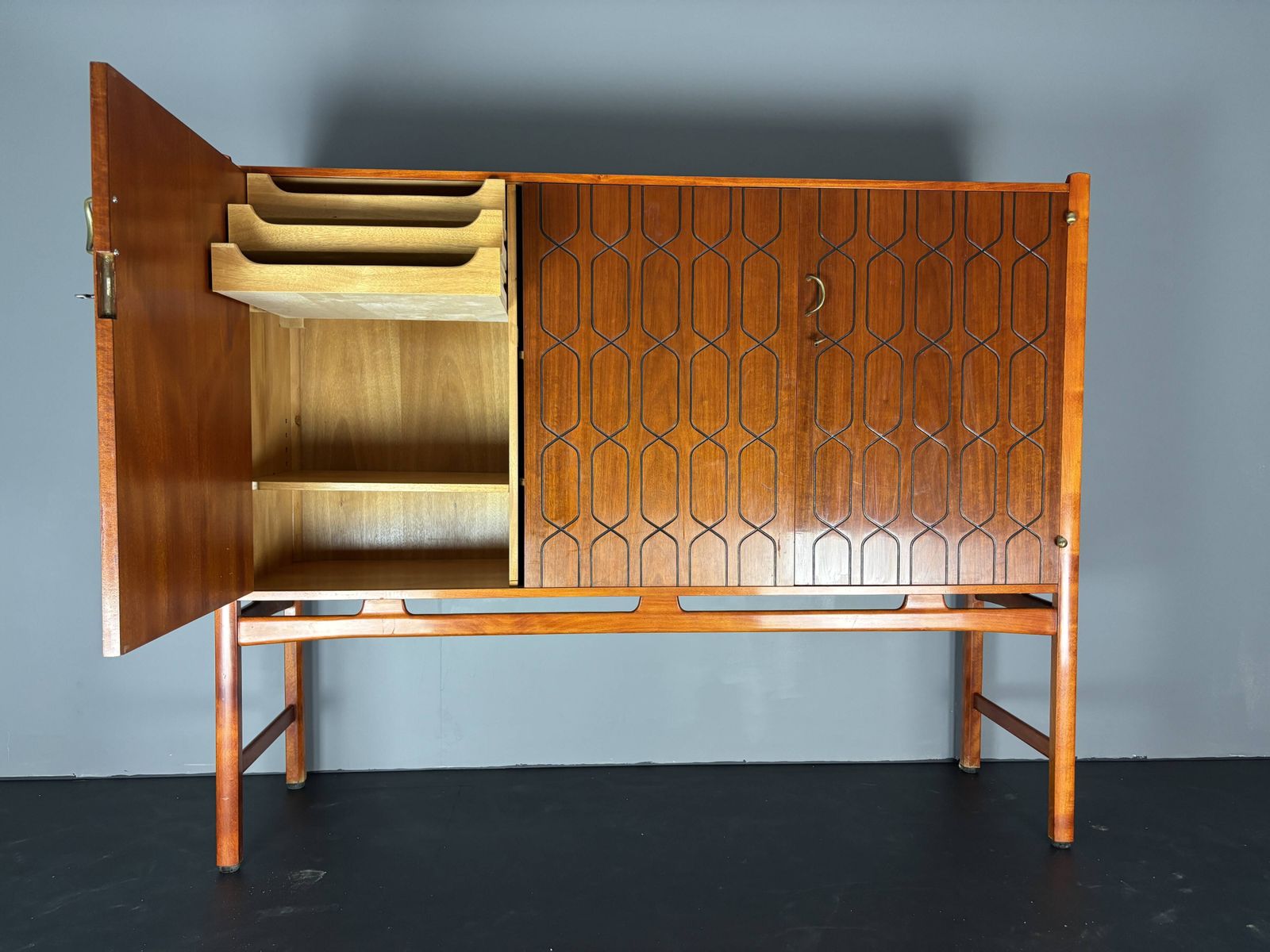 Midcentury Swedish Scandinavian Sideboard Cabinet By David Rosen Model Napo photo for sale