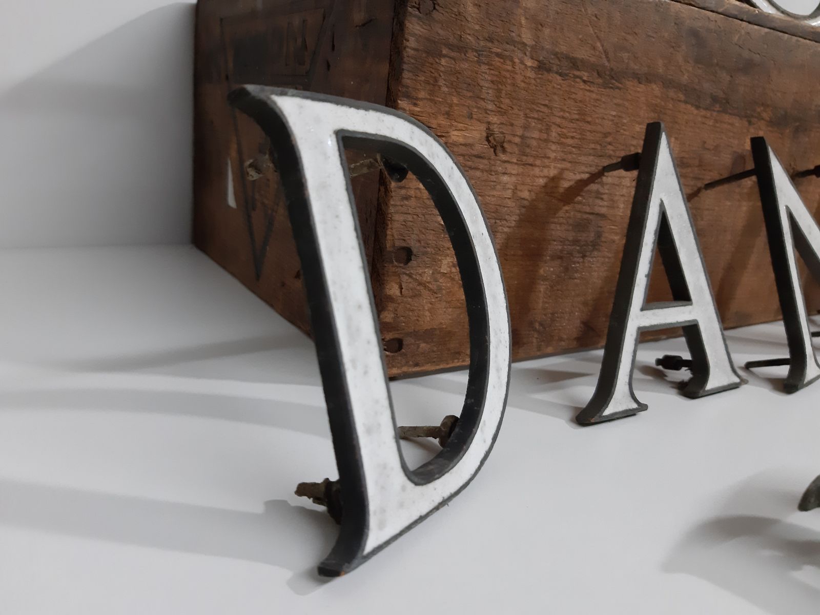 Collection Of 12 1950s Bronze Enamel Inlay Letters photo for sale