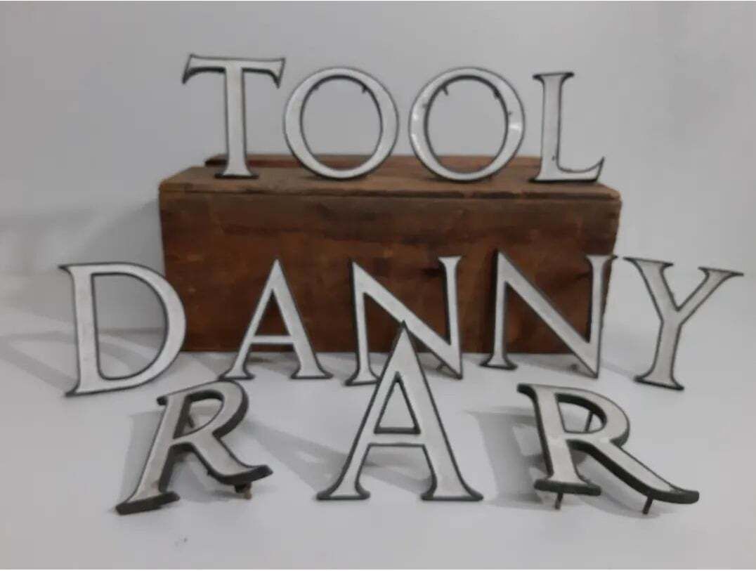 Collection Of 12 1950s Bronze Enamel Inlay Letters