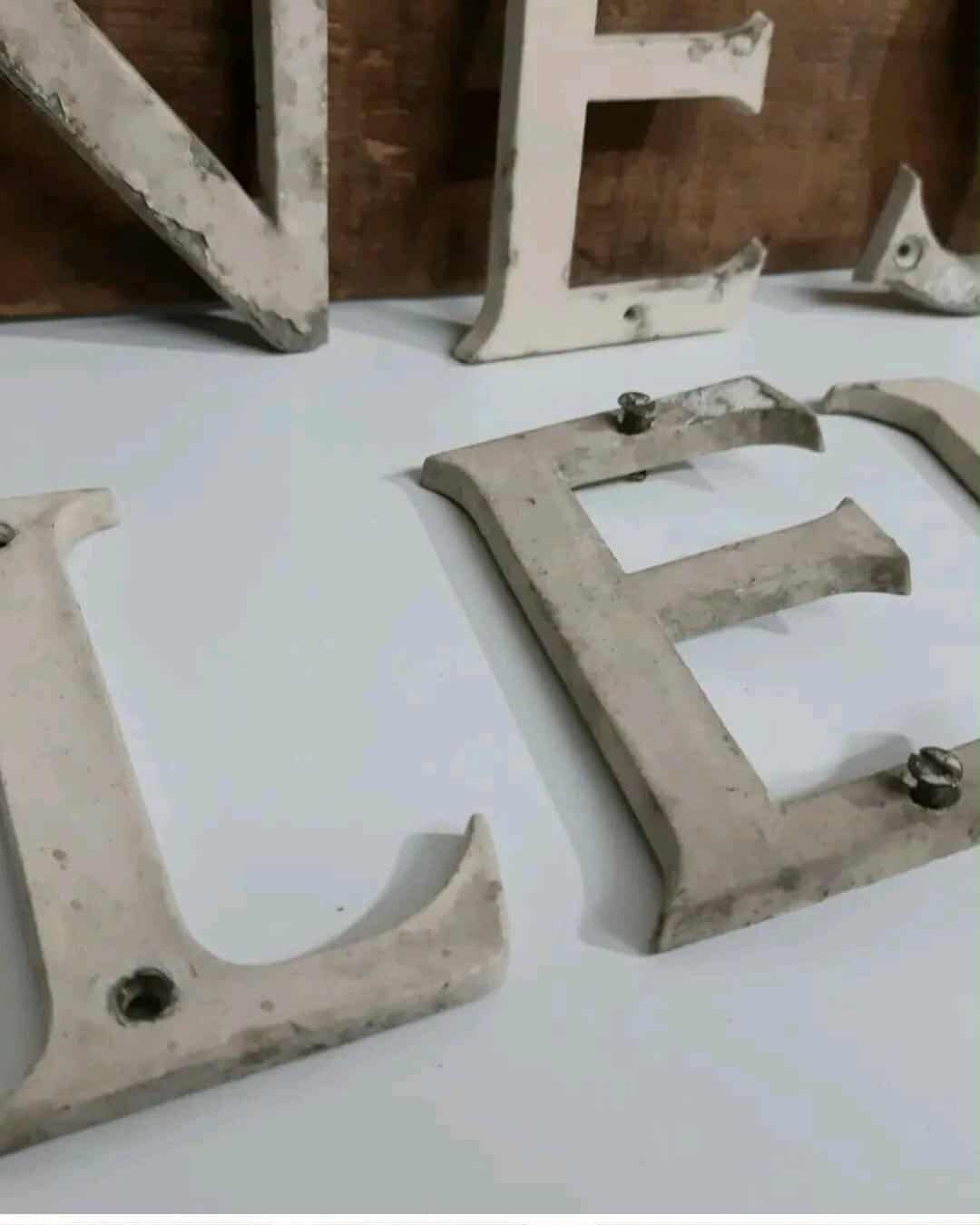 17 Reclaimed Vintage Painted Aluminium Letters And Numbers photo vintage