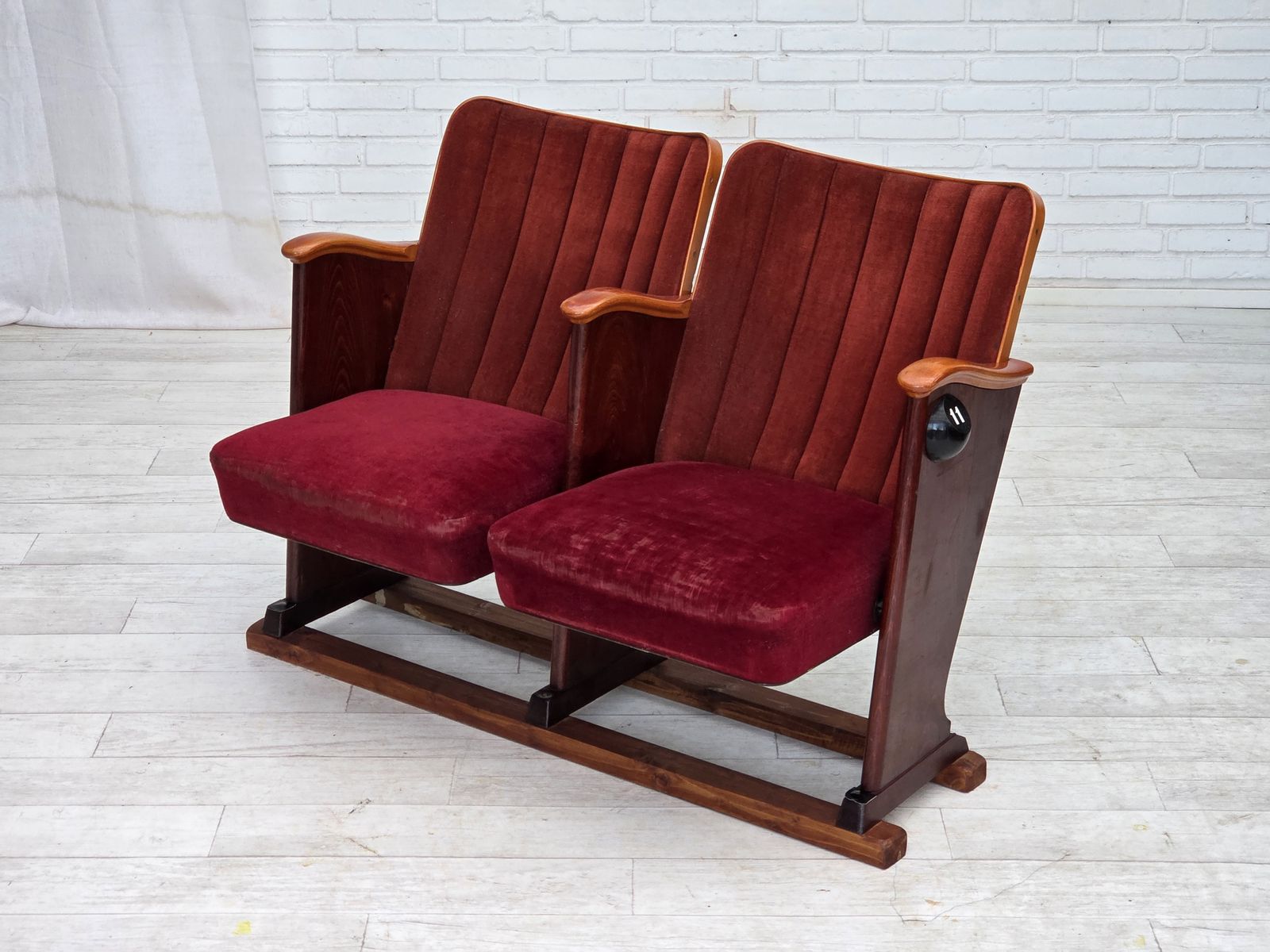 Furniture 1950s, Danish Cinema/Theater Armchairs, Furniture Velour, Original Condition. photo