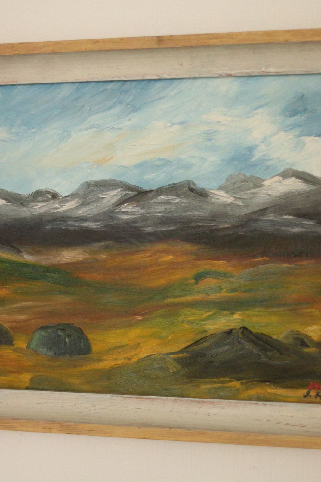 Original Mid Century Original Swedish Oil On Panel – “Sylarna” By J. Hock – Vintage & Framed | 48 × 68 Cm (18.9" × 26.8") photo 245.0