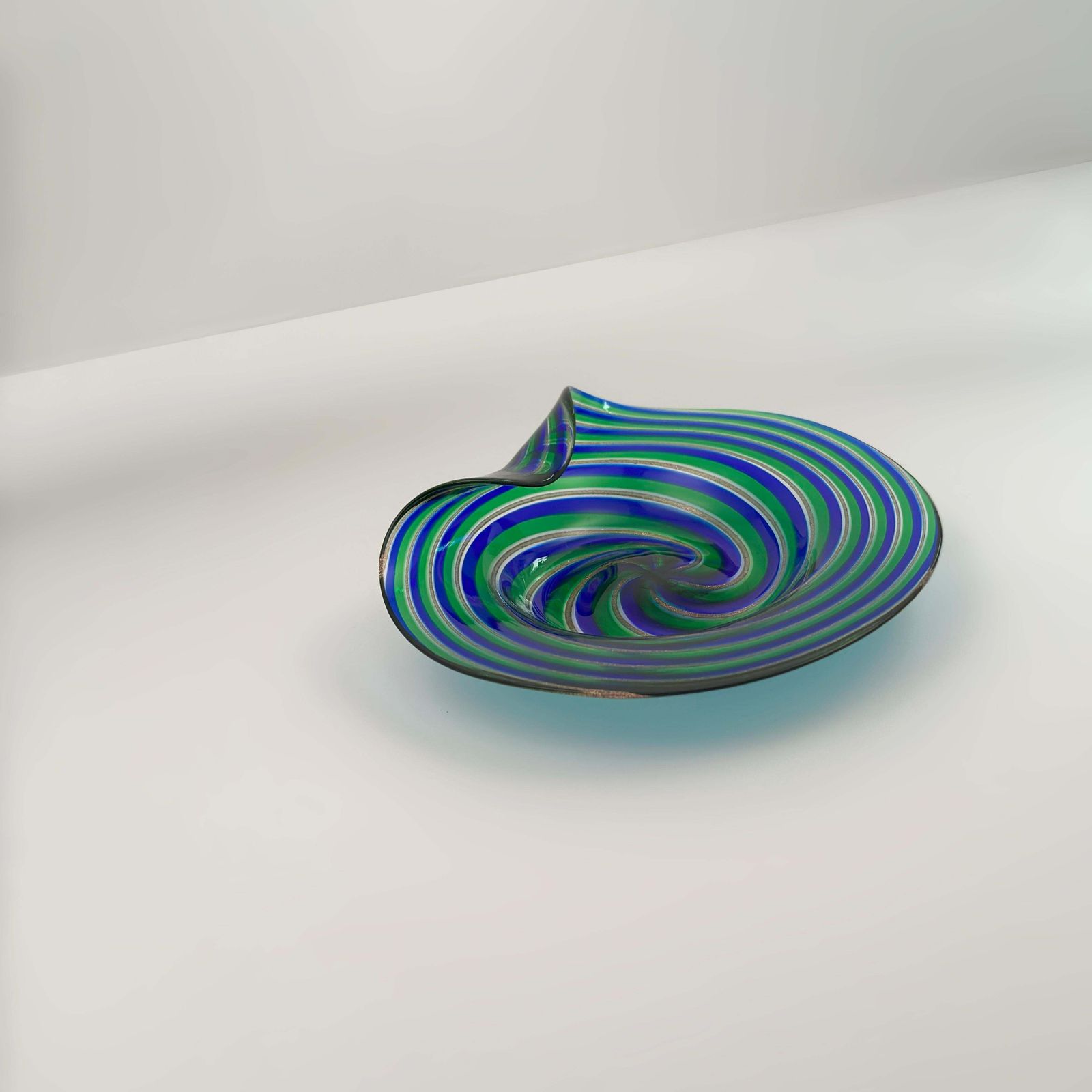 Murano Glass Filigrana Dish With Aventurine, Attributed To Cenedese & Alberelli photo Home Decor