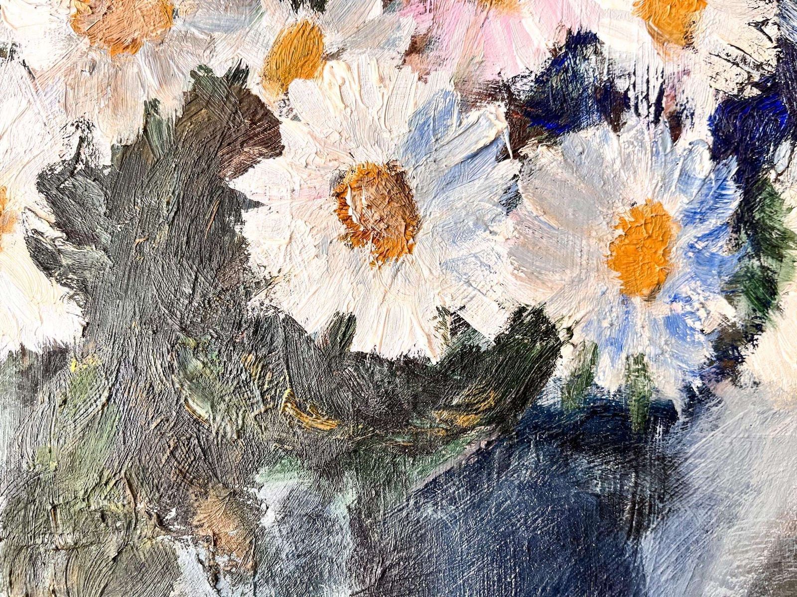 Swedish Oil On Board, Daisies, Signed Gunnel Wahlqvist photo buy