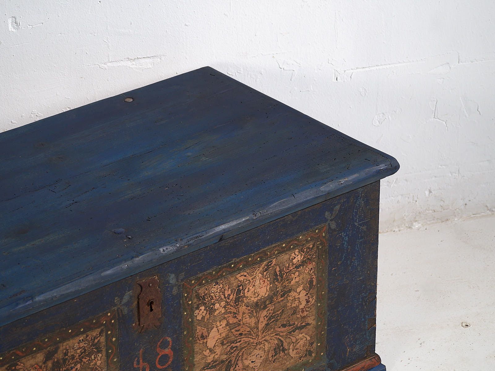 Antique Navy Blue Bridal Trunk (Year 1855) #13 photo Furniture