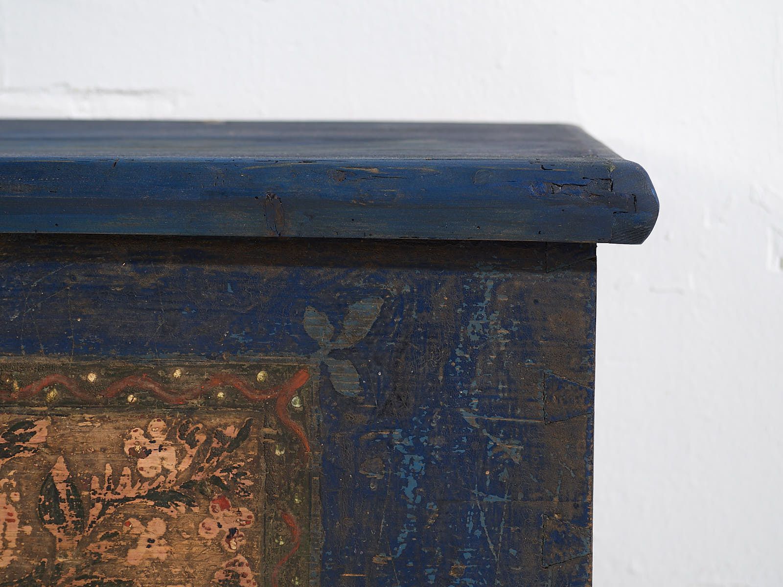 Antique Navy Blue Bridal Trunk (Year 1855) #13 photo vinterior