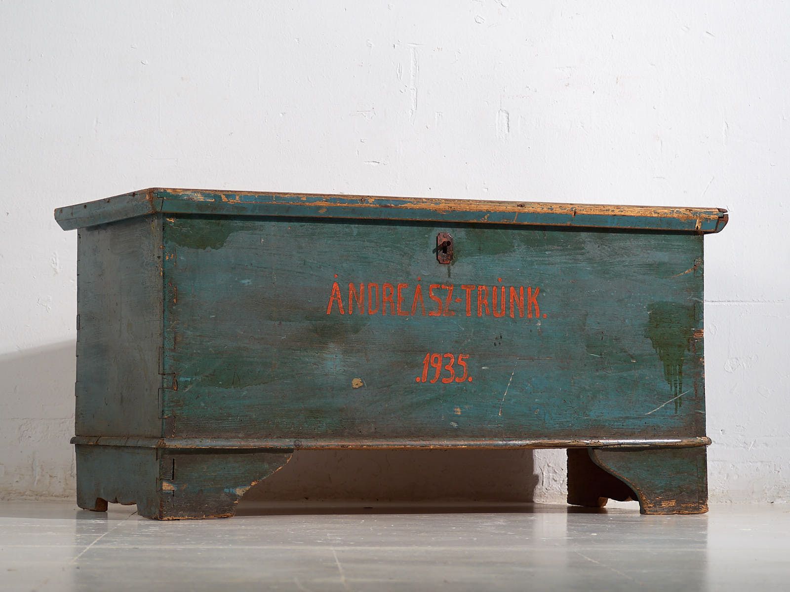 Antique Chest With Turquoise Green Patina (Year 1935) #10 photo Furniture